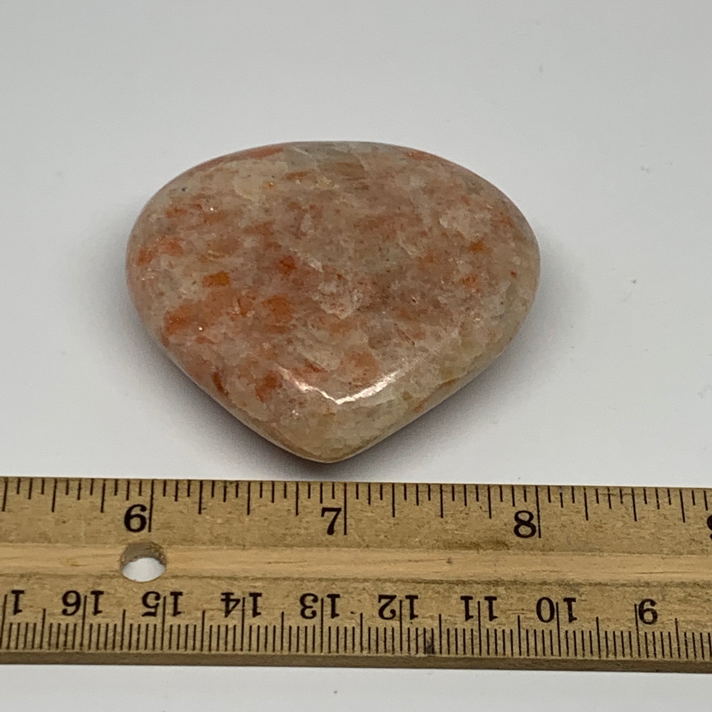 86.9g, 2"x2.3"x0.8" Natural Sunstone Heart Small Polished Healing Crystal,B22075