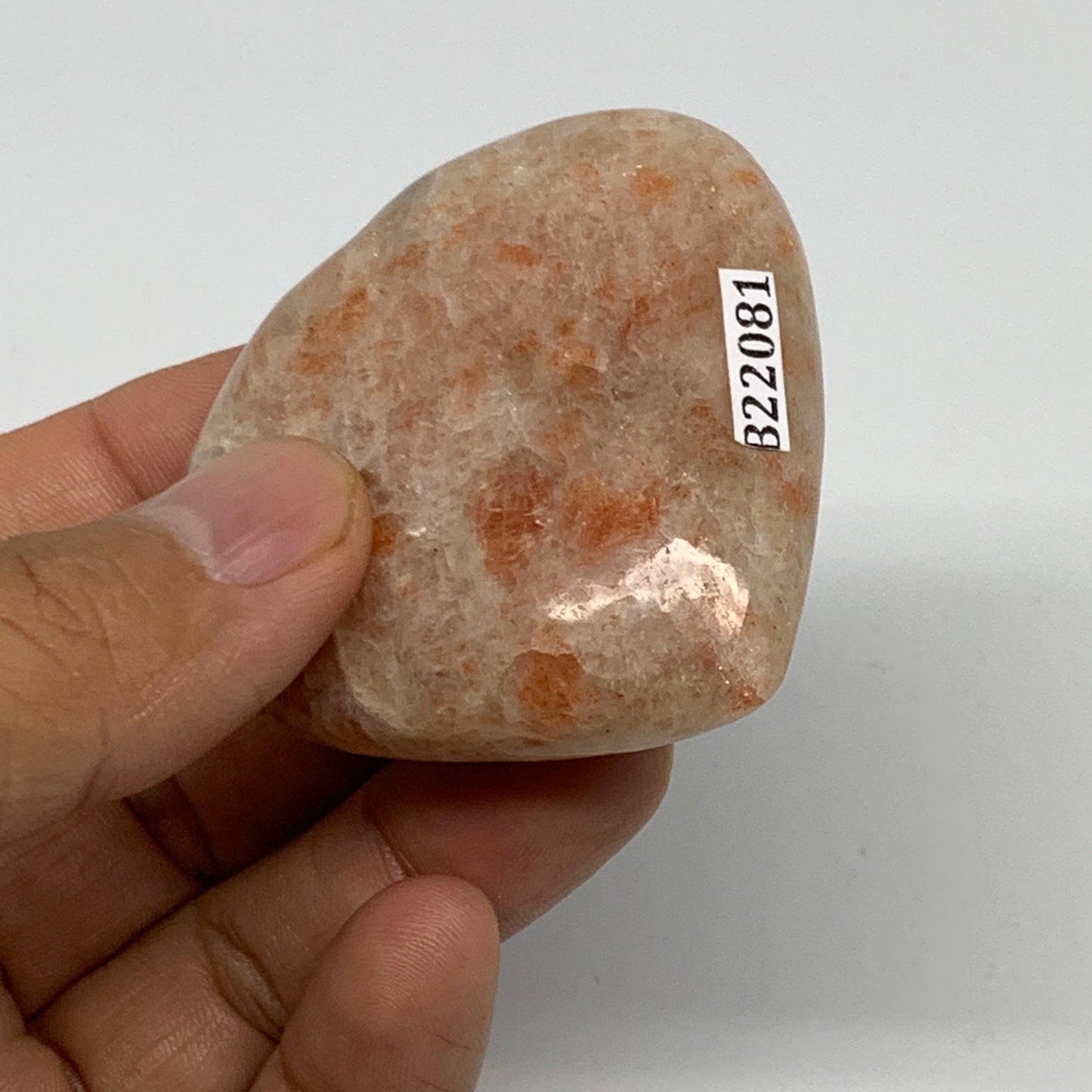 81g, 2.1"x2.2"x0.8" Natural Sunstone Heart Small Polished Healing Crystal,B22081