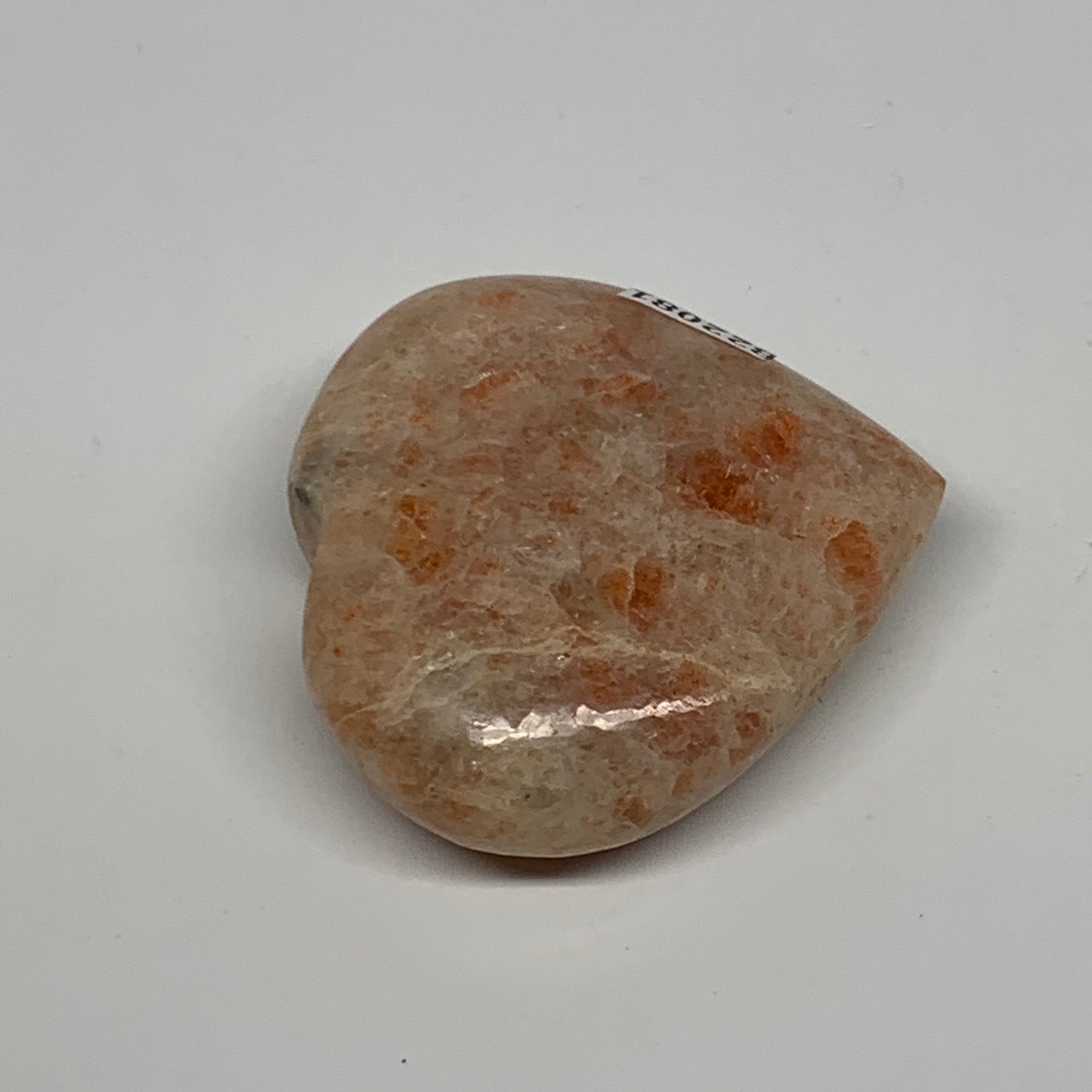 81g, 2.1"x2.2"x0.8" Natural Sunstone Heart Small Polished Healing Crystal,B22081