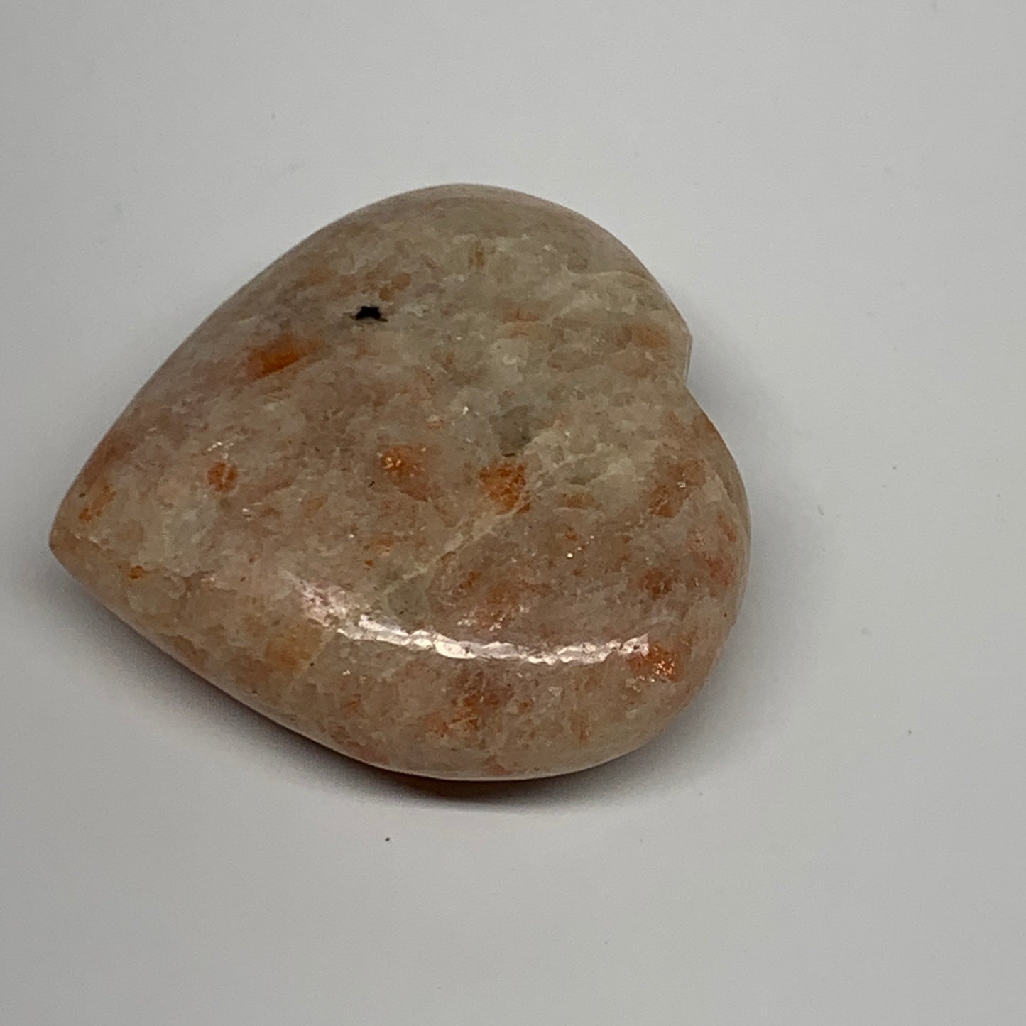 81g, 2.1"x2.2"x0.8" Natural Sunstone Heart Small Polished Healing Crystal,B22081