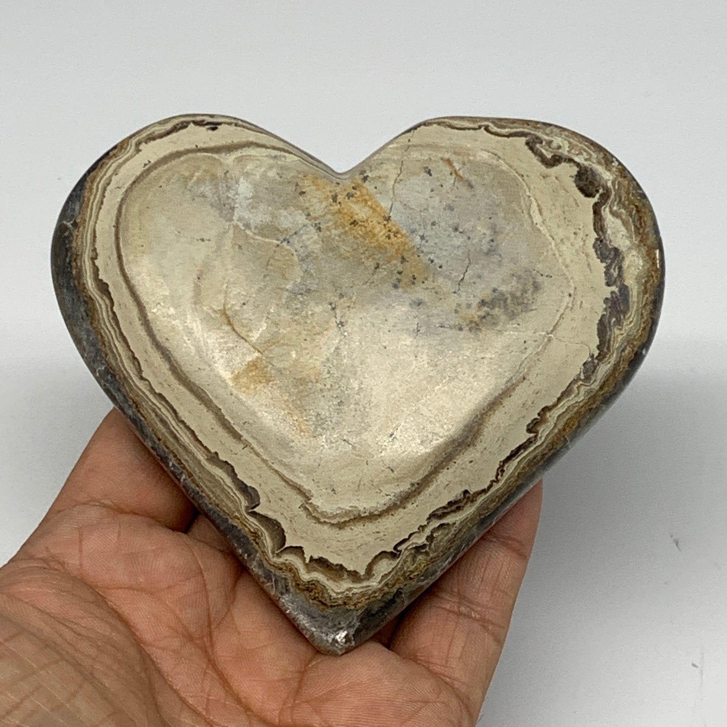 243.3g,3.5"x3.9"x0.9" Natural Chocolate Gray Onyx Heart Polished @Morocco,B18816