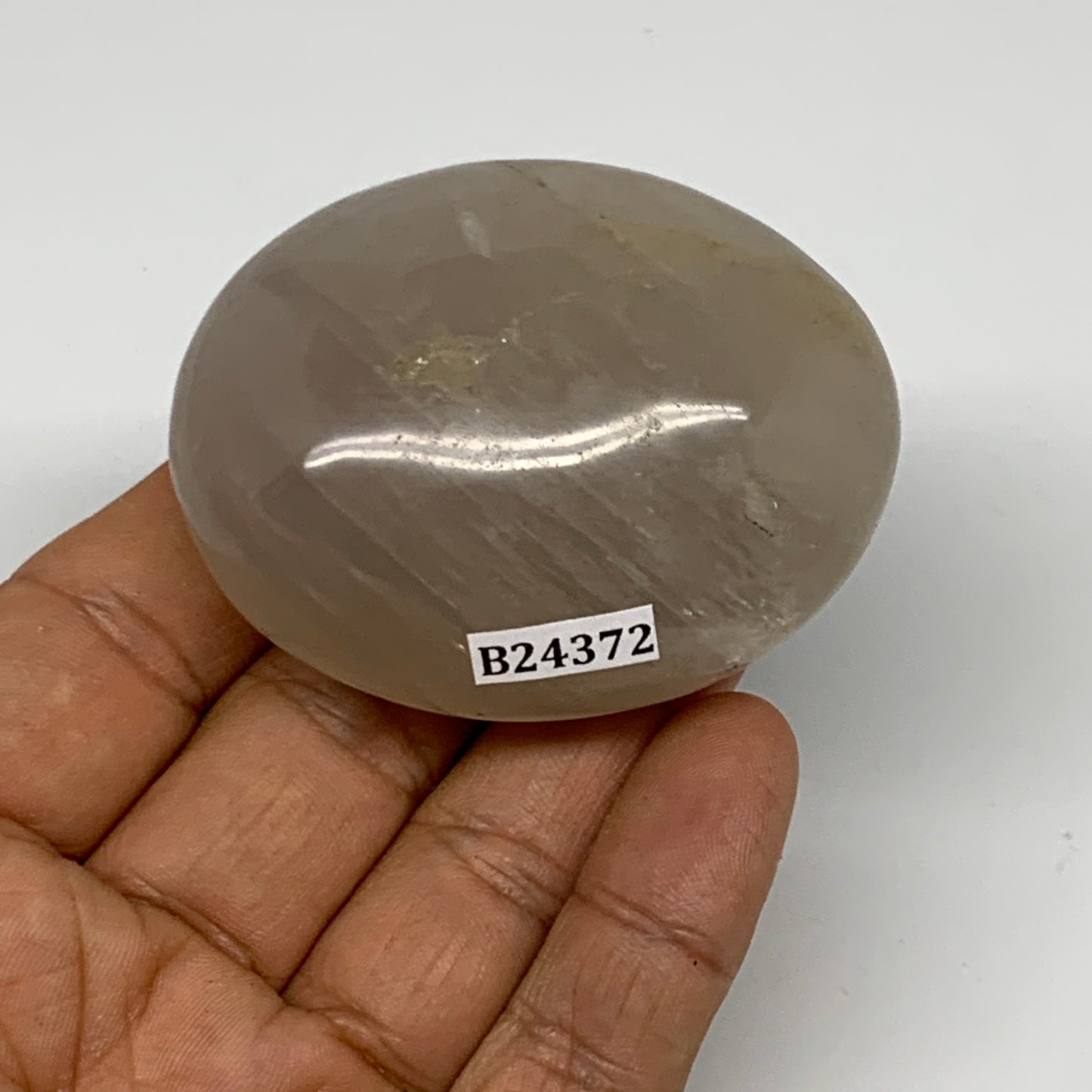 102.8g ,2.3"x1.9"x1", Blue Rose Quartz Palm-stone Tumbled @Madagascar,B24372