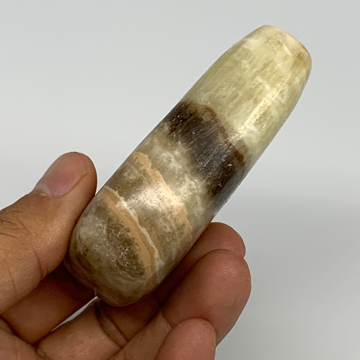 143.3g, 2.6"x1.6"x1", Natural Calcite Palm-Stone Reiki @Afghanistan, B14910