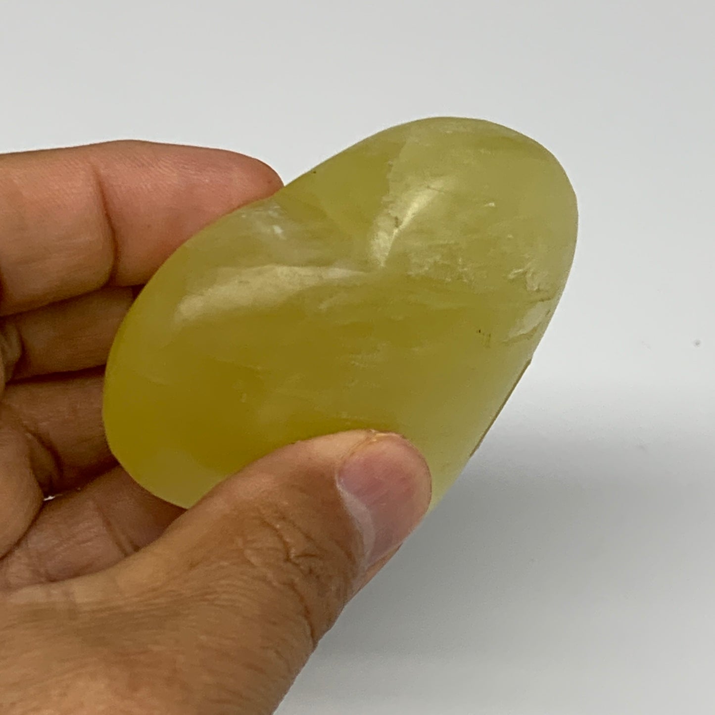 131.9g, 2.2"x2.5"x1" Lemon Calcite Heart Crystal Gemstones @Afghanistan, B26862