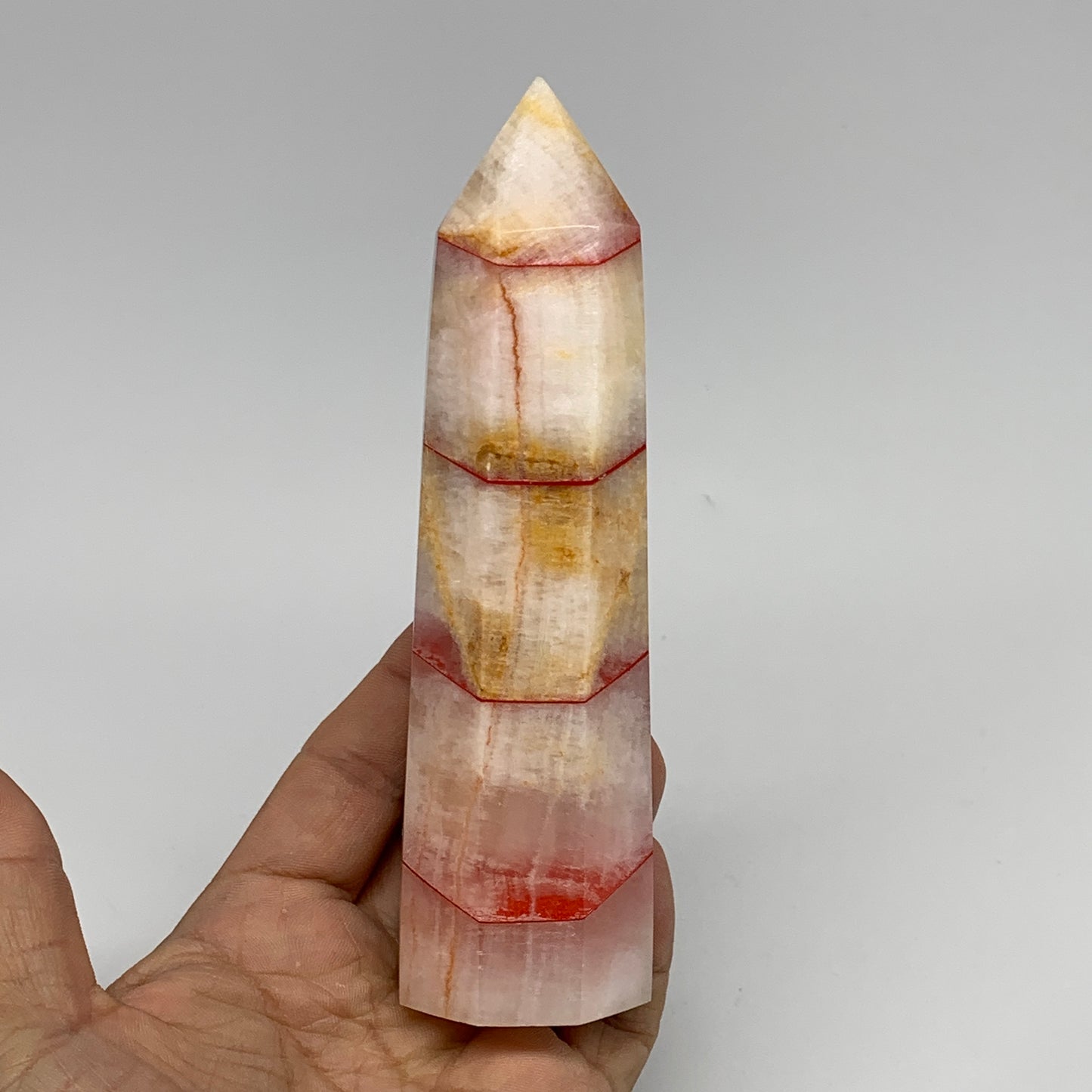 359.5g, 5.8"x1.6"x1.5" Dyed/Heated Calcite Point Tower Obelisk Crystal, B24980