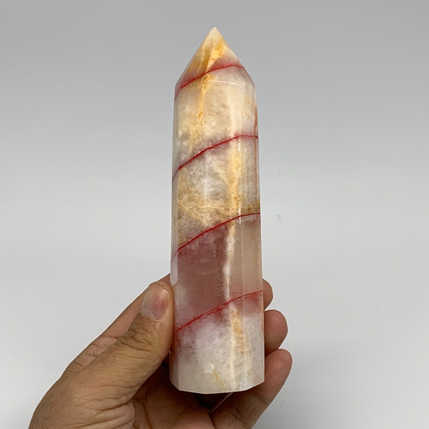 359.5g, 5.8"x1.6"x1.5" Dyed/Heated Calcite Point Tower Obelisk Crystal, B24980