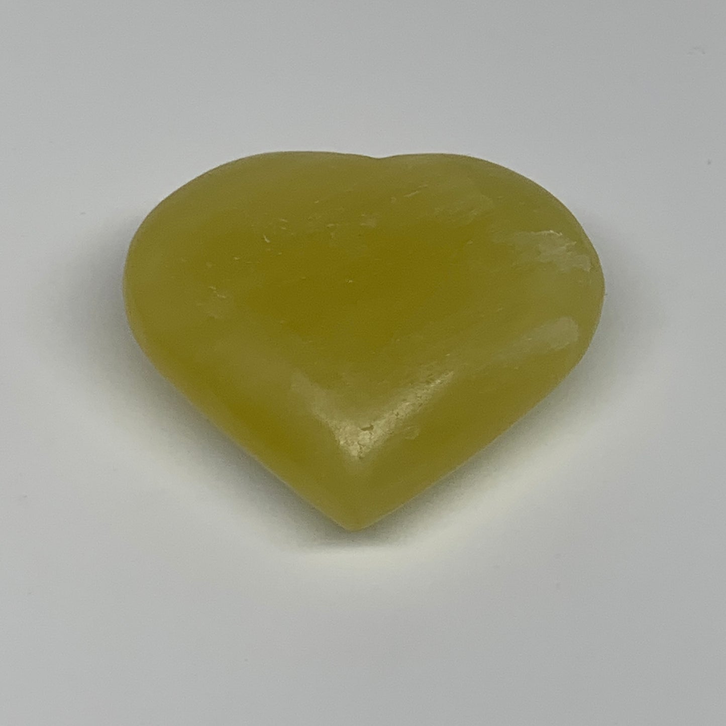 131.9g, 2.2"x2.5"x1" Lemon Calcite Heart Crystal Gemstones @Afghanistan, B26862