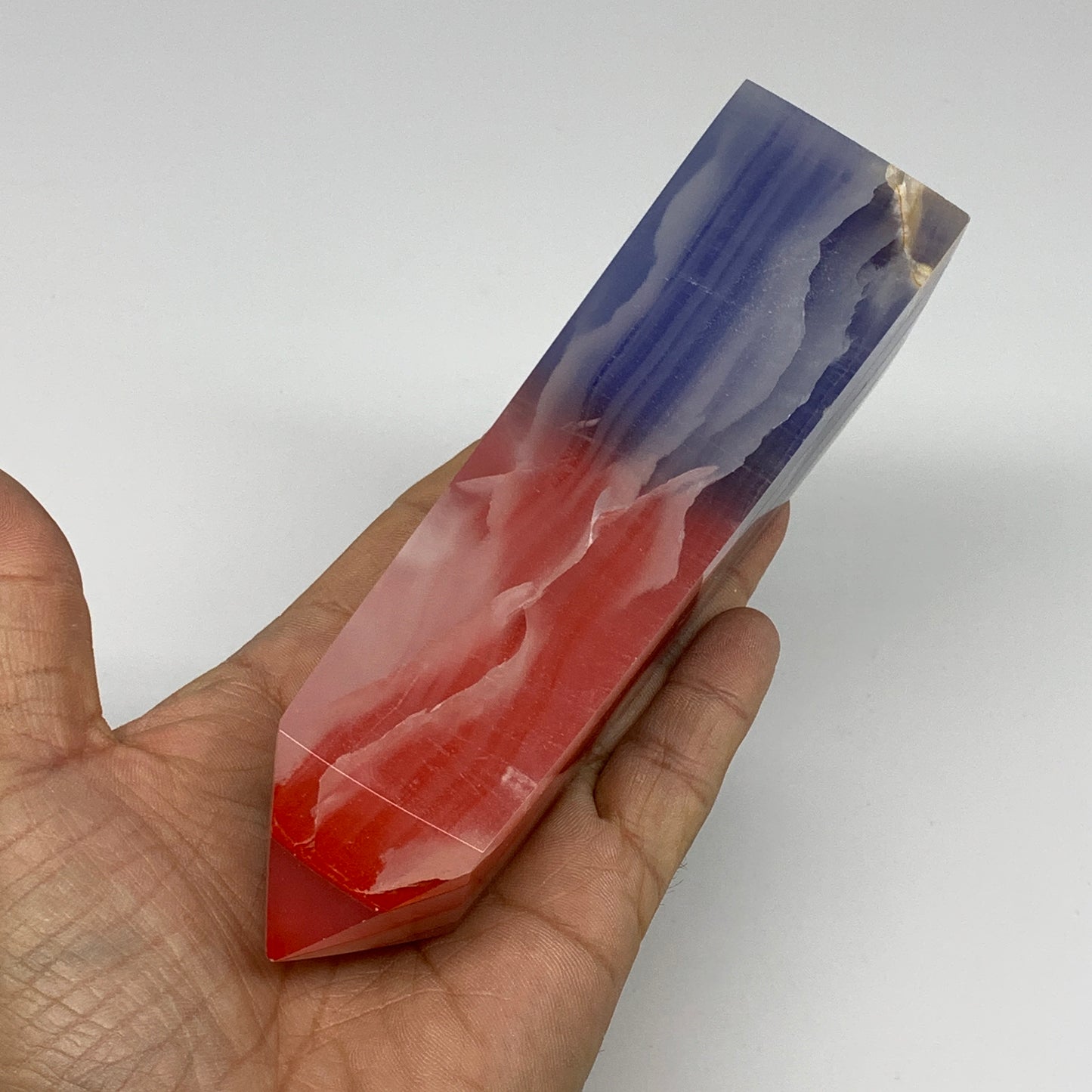 494.7g, 6"x1.6"x1.7" Dyed/Heated Calcite Point Tower Obelisk Crystal, B24981