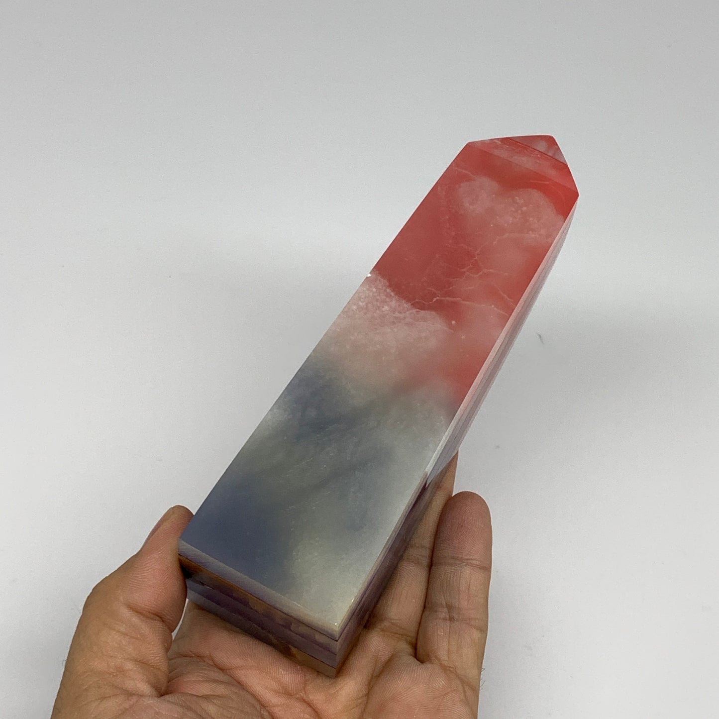 494.7g, 6"x1.6"x1.7" Dyed/Heated Calcite Point Tower Obelisk Crystal, B24981