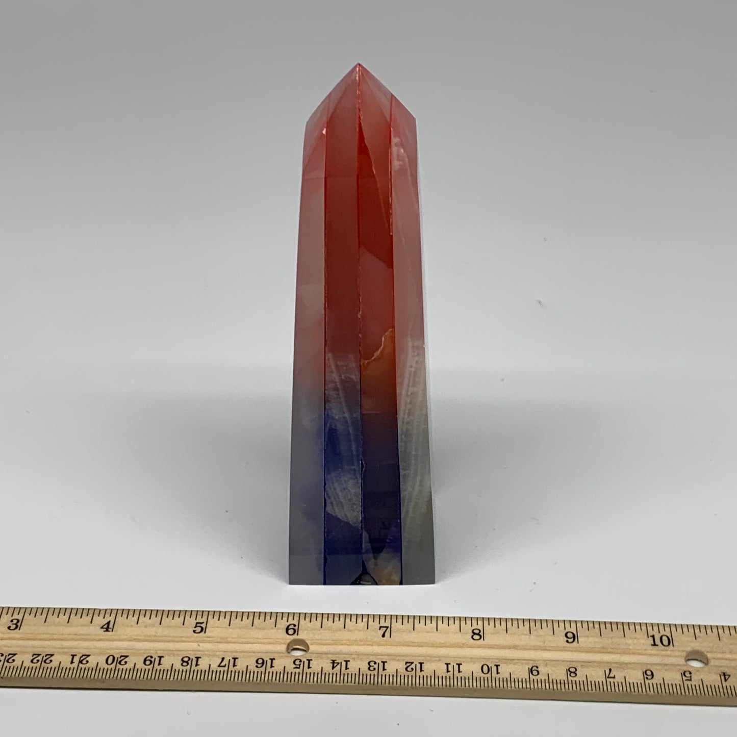 494.7g, 6"x1.6"x1.7" Dyed/Heated Calcite Point Tower Obelisk Crystal, B24981