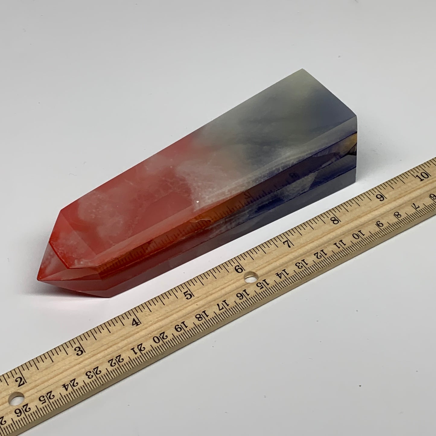 494.7g, 6"x1.6"x1.7" Dyed/Heated Calcite Point Tower Obelisk Crystal, B24981