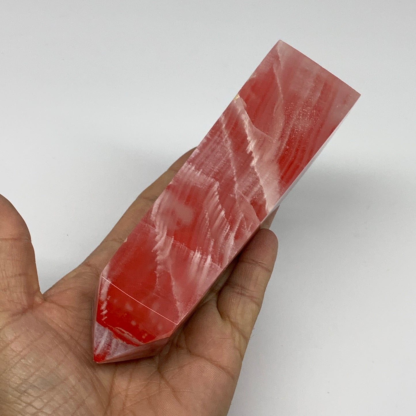 484.7g, 5.9"x1.6"x1.7" Dyed/Heated Calcite Point Tower Obelisk Crystal, B24982