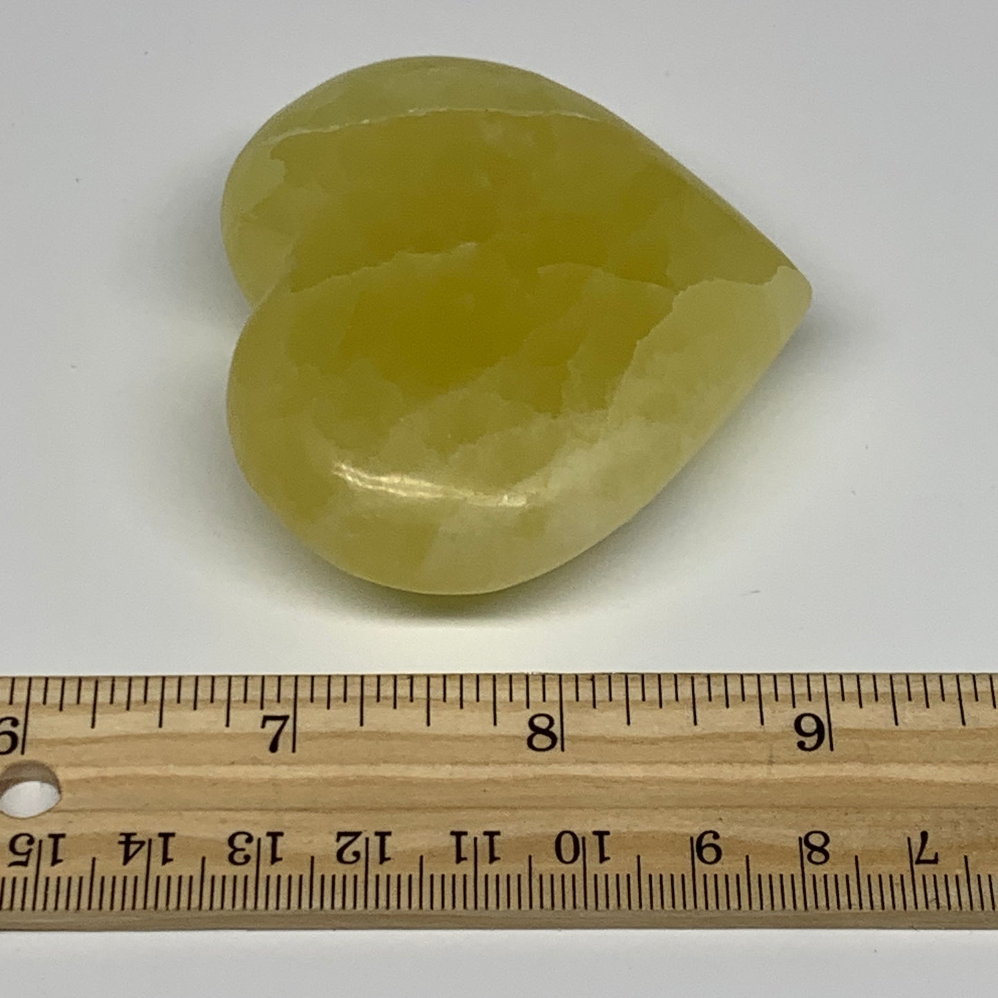 144.7g, 2.4"x2.6"x1" Lemon Calcite Heart Crystal Gemstones @Afghanistan, B26865