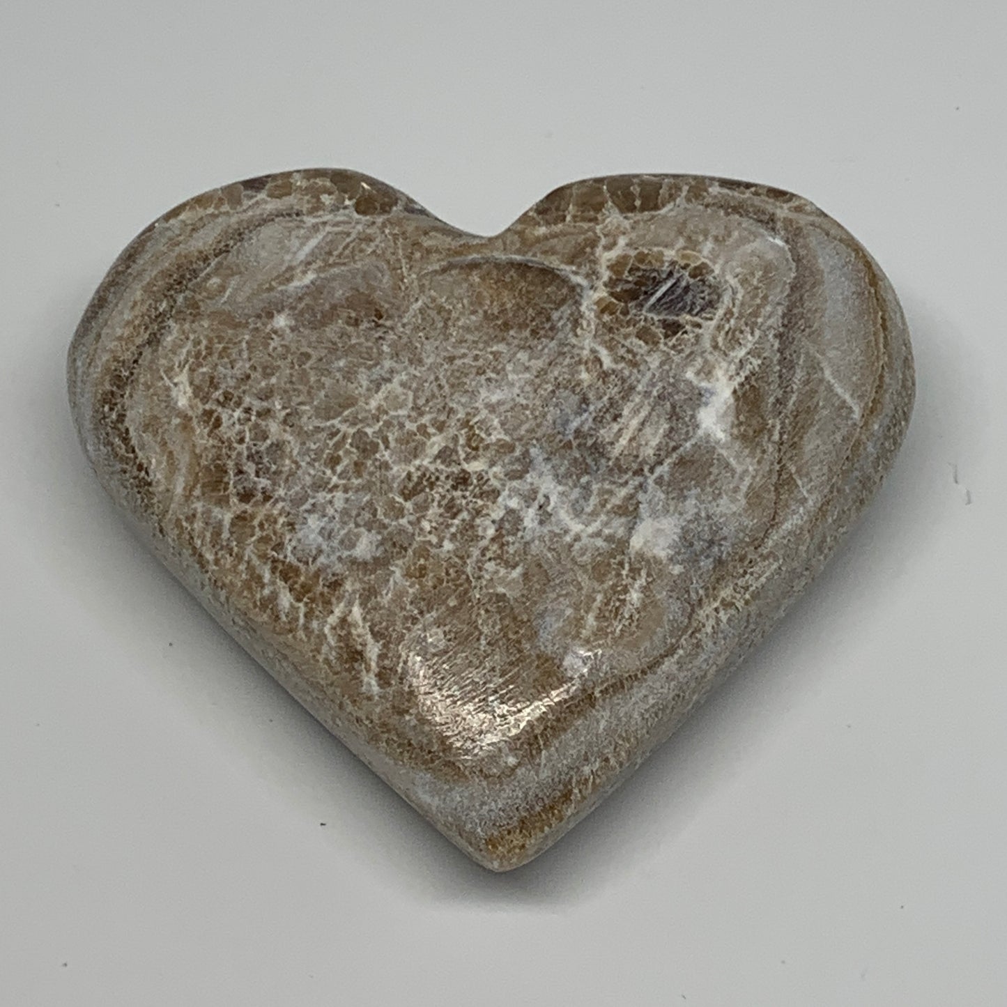 220.5g,3.2"x3.4"x1.1" Natural Chocolate Gray Onyx Heart Polished @Morocco,B18828