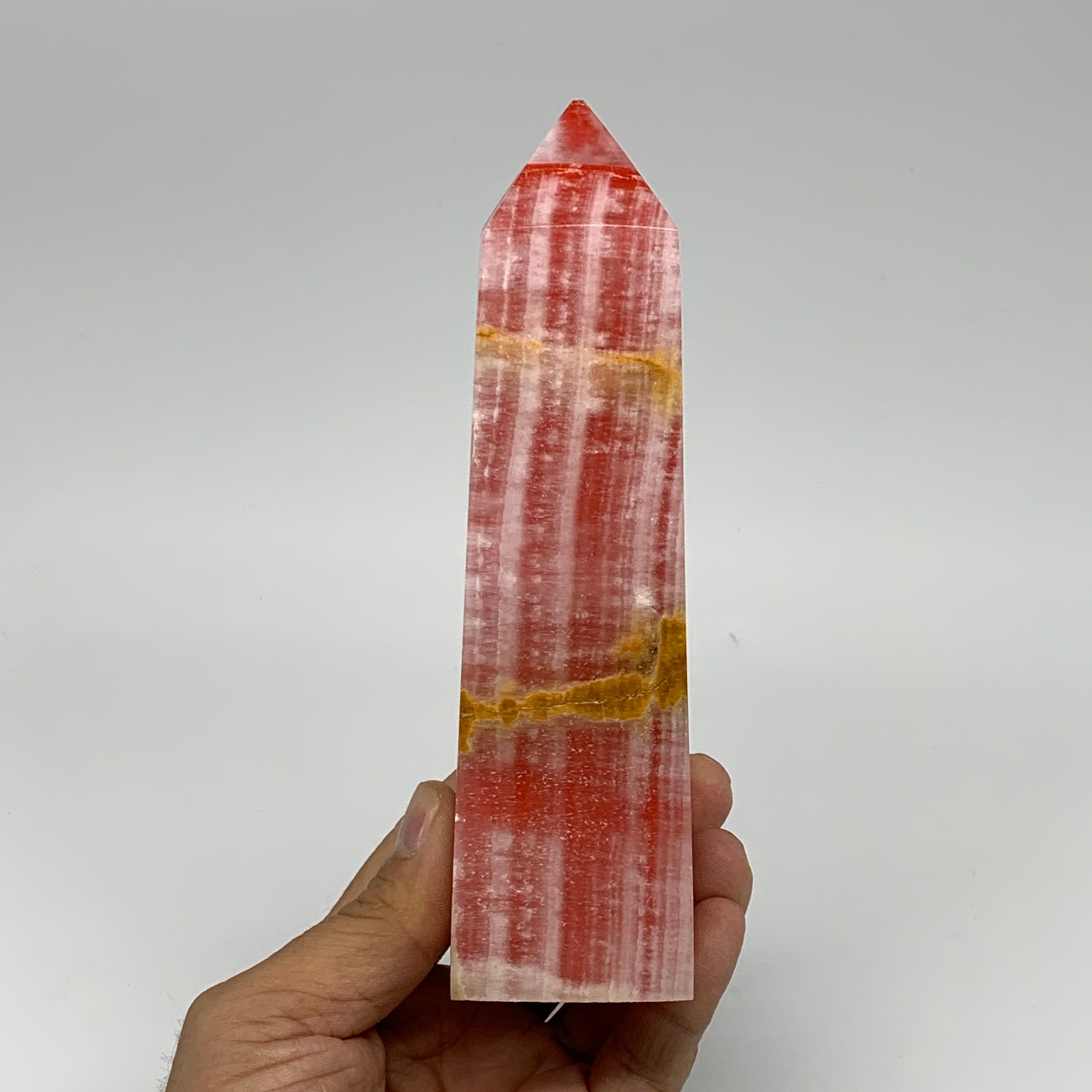 489.5g, 5.9"x1.6"x1.7" Dyed/Heated Calcite Point Tower Obelisk Crystal, B24984