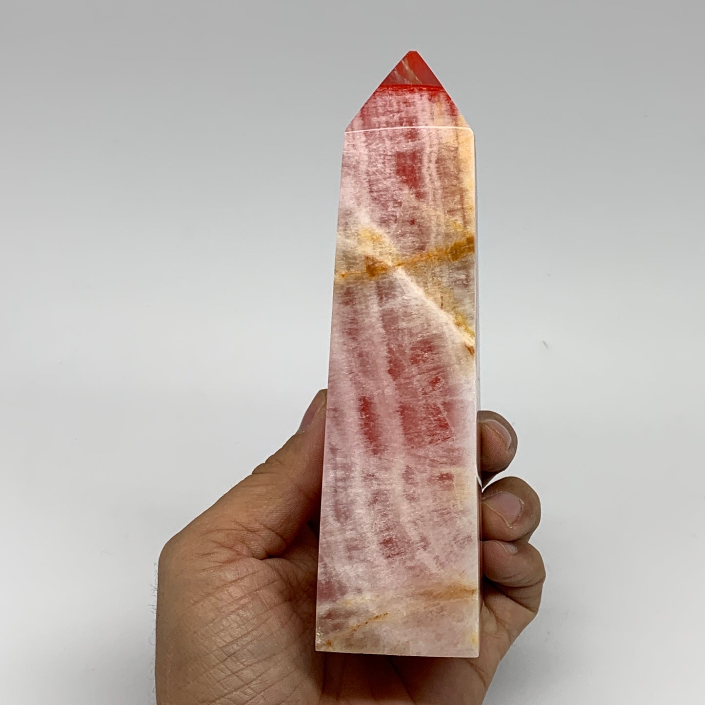 489.5g, 5.9"x1.6"x1.7" Dyed/Heated Calcite Point Tower Obelisk Crystal, B24984