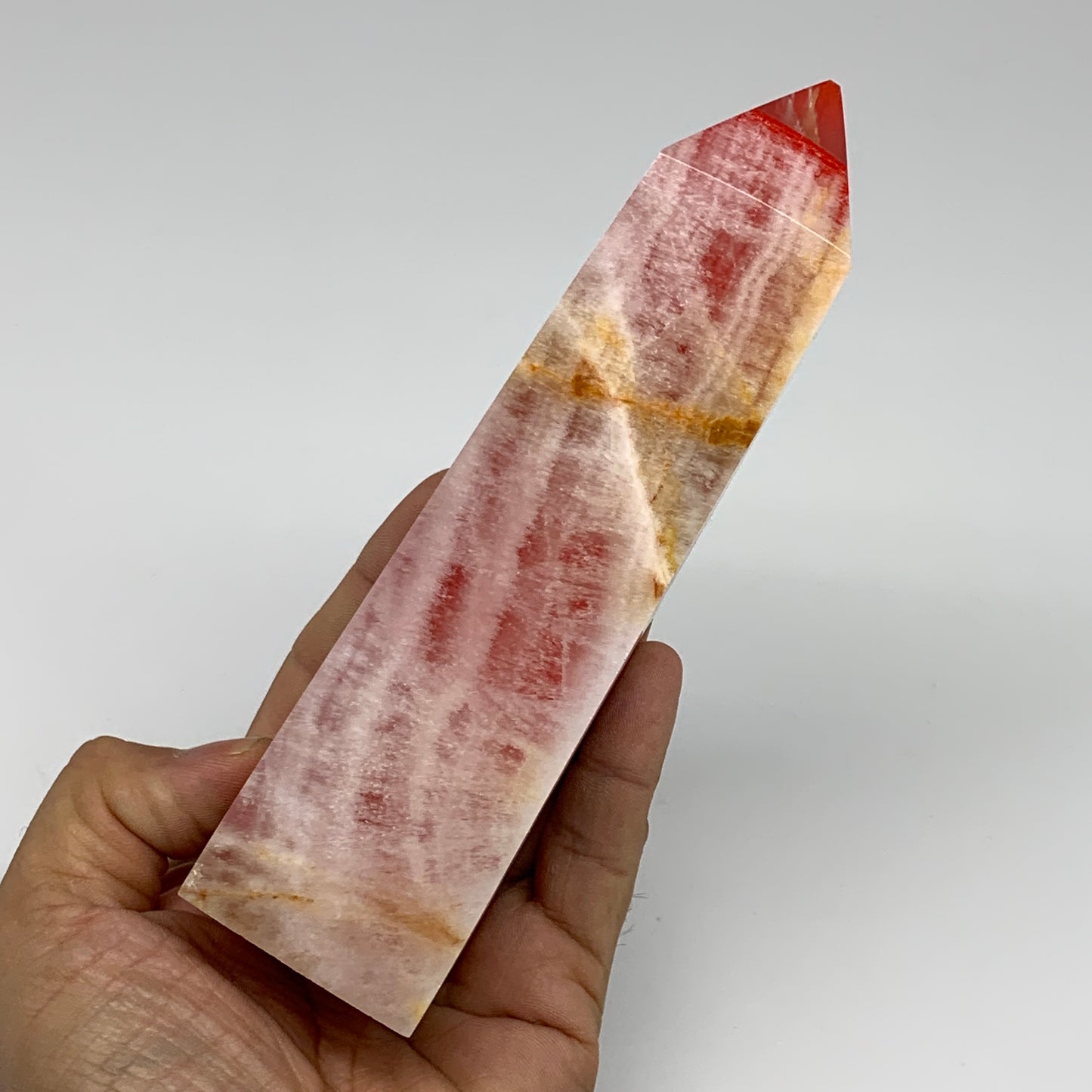 489.5g, 5.9"x1.6"x1.7" Dyed/Heated Calcite Point Tower Obelisk Crystal, B24984