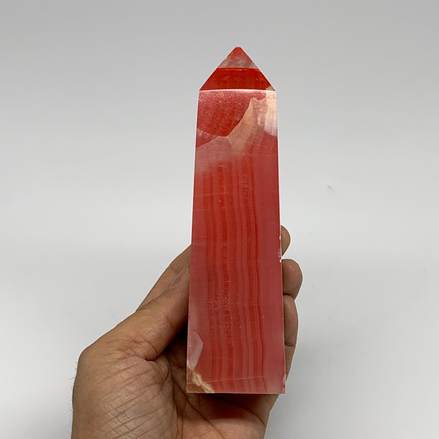 474.9g, 5.8"x1.6"x1.7" Dyed/Heated Calcite Point Tower Obelisk Crystal, B24985