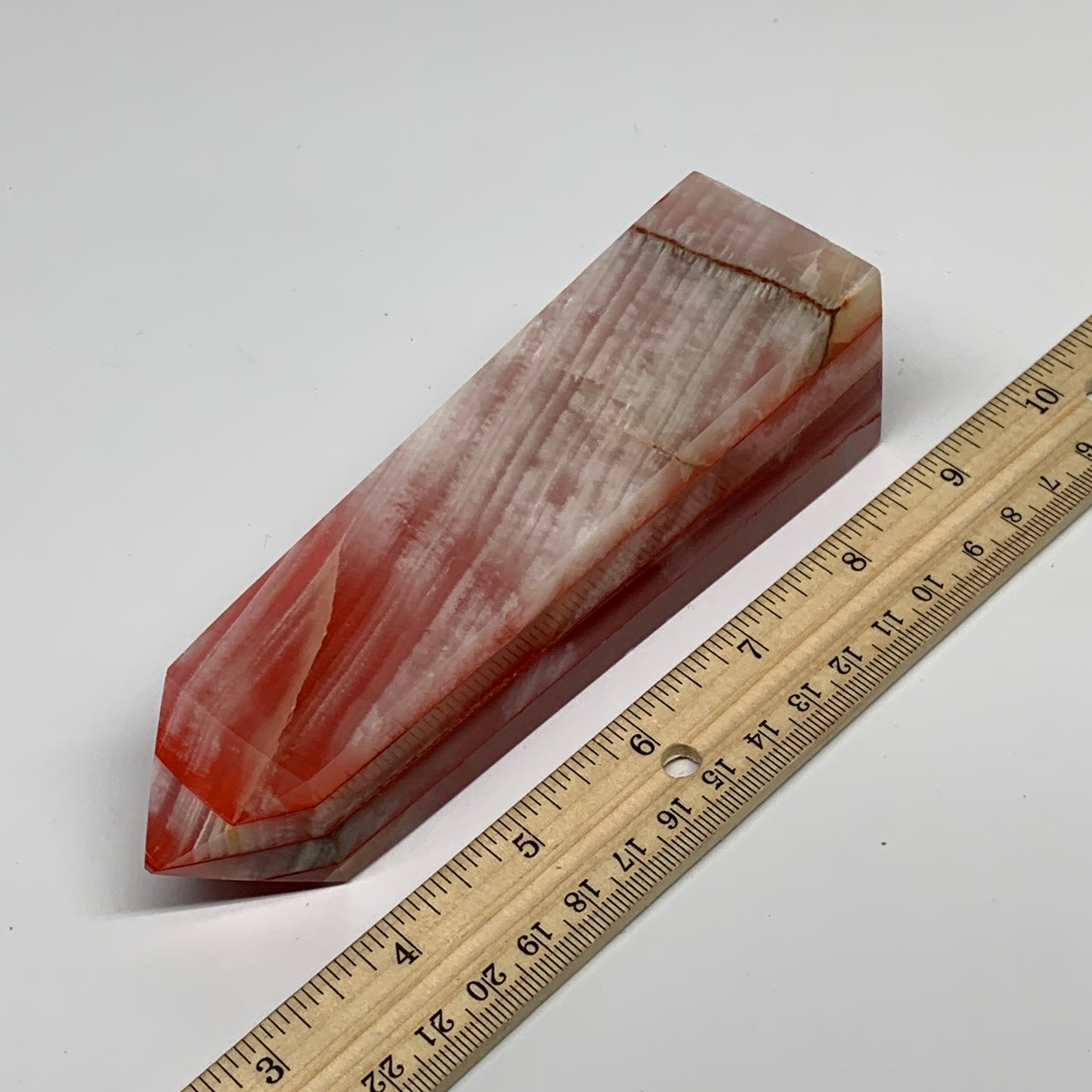 474.9g, 5.8"x1.6"x1.7" Dyed/Heated Calcite Point Tower Obelisk Crystal, B24985