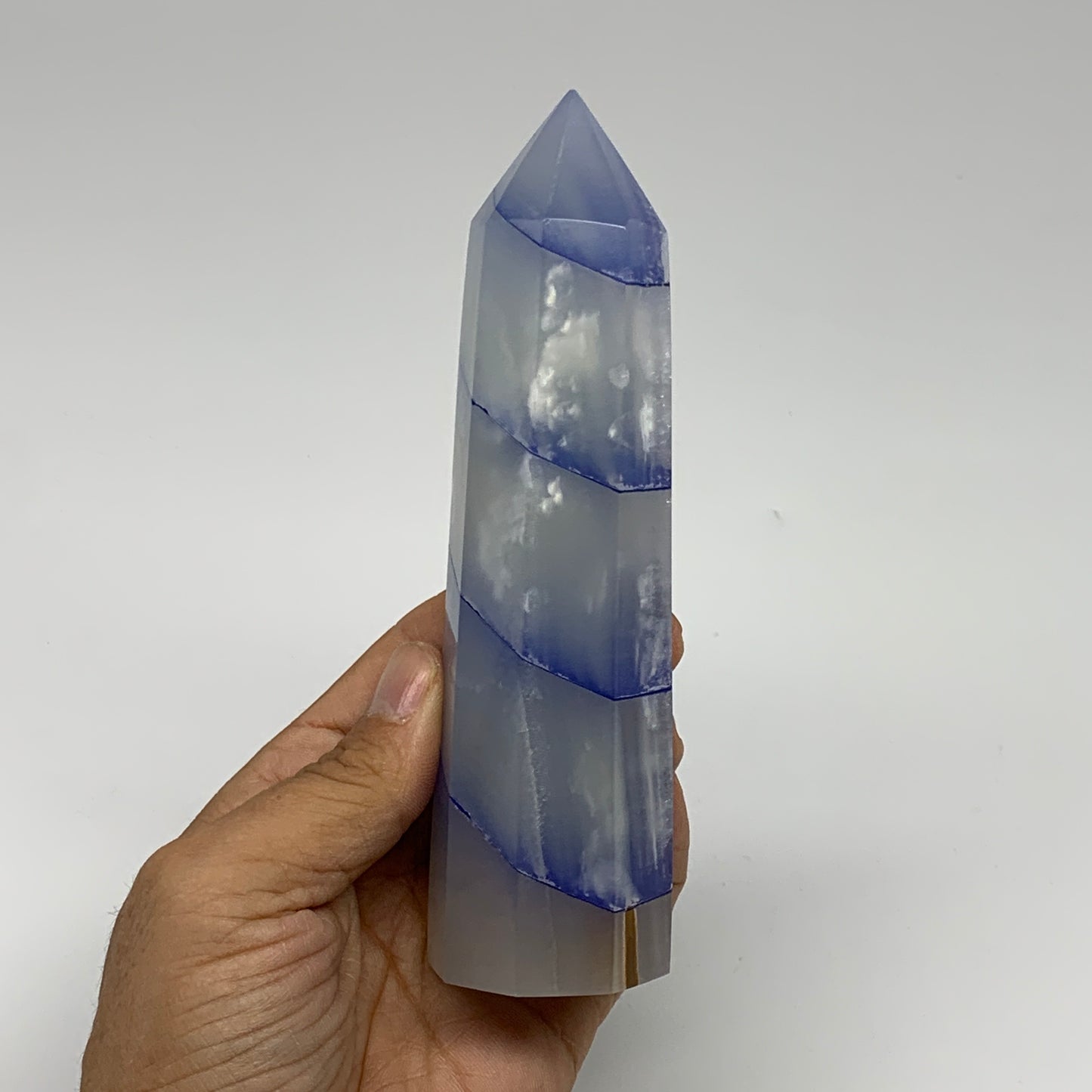 376.6g, 5.8"x1.5" Dyed/Heated Calcite Point Tower Obelisk Crystal, B24988
