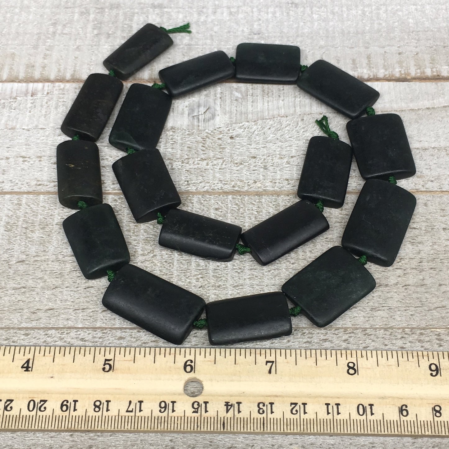 109.8g,25mm-31mm,17 Beads,Natural Serpentine Rectangle Beads Strand, 20", BN180