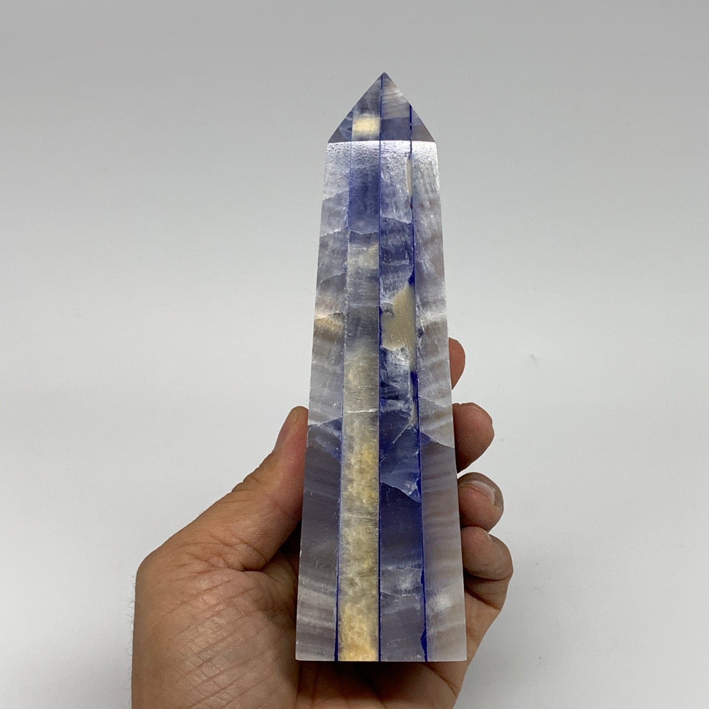 484.7g, 5.9"x1.6"x1.7" Dyed/Heated Calcite Point Tower Obelisk Crystal, B24992