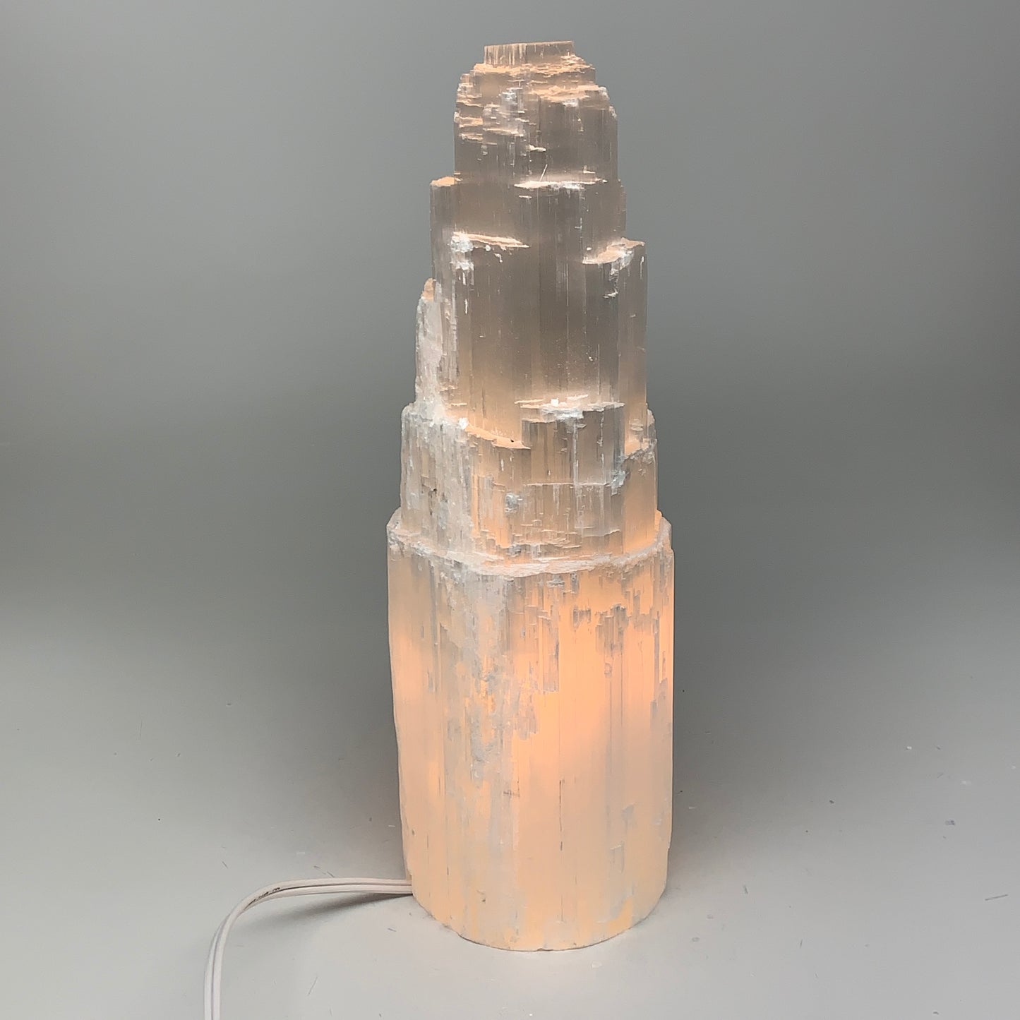 7.78 lb,12"x4" White Selenite (Satin Spar) Rough Lamp W/Chord @Morocco,B12382