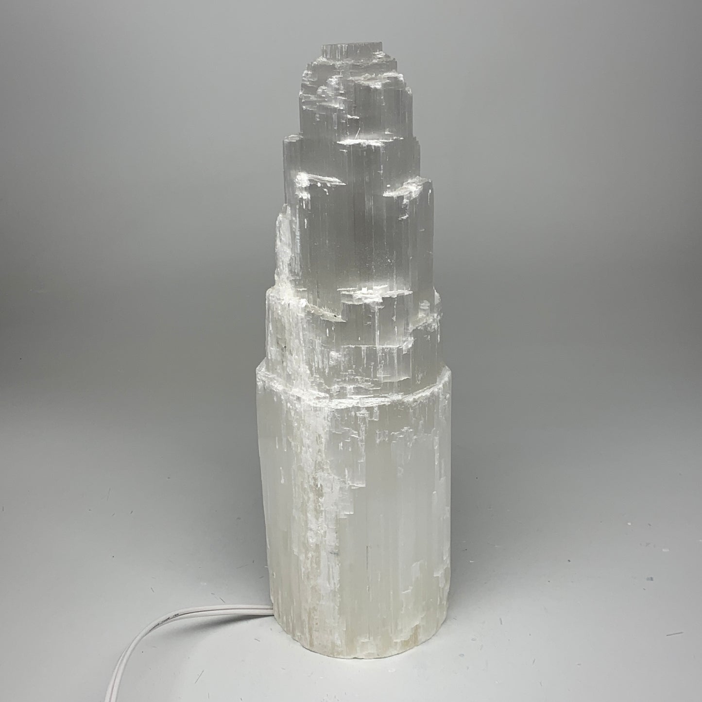 7.78 lb,12"x4" White Selenite (Satin Spar) Rough Lamp W/Chord @Morocco,B12382