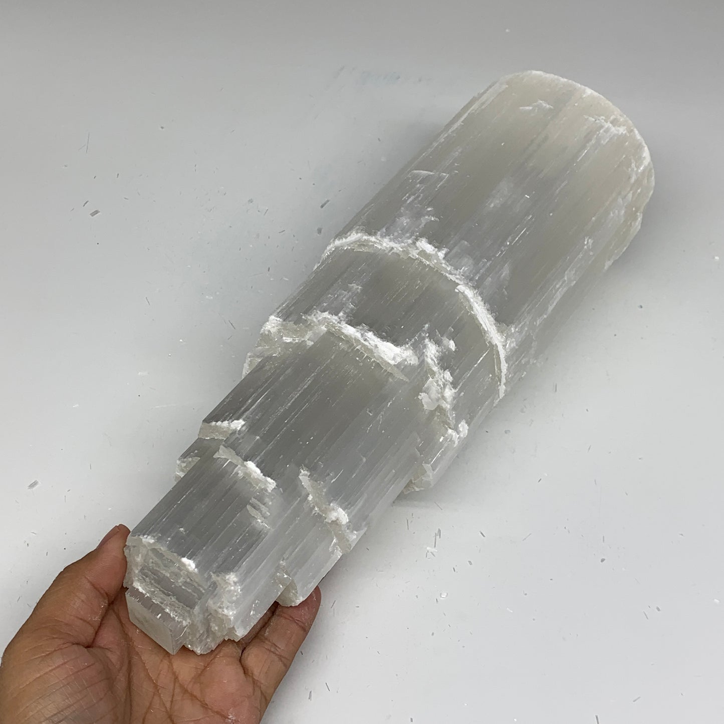 7.78 lb,12"x4" White Selenite (Satin Spar) Rough Lamp W/Chord @Morocco,B12382