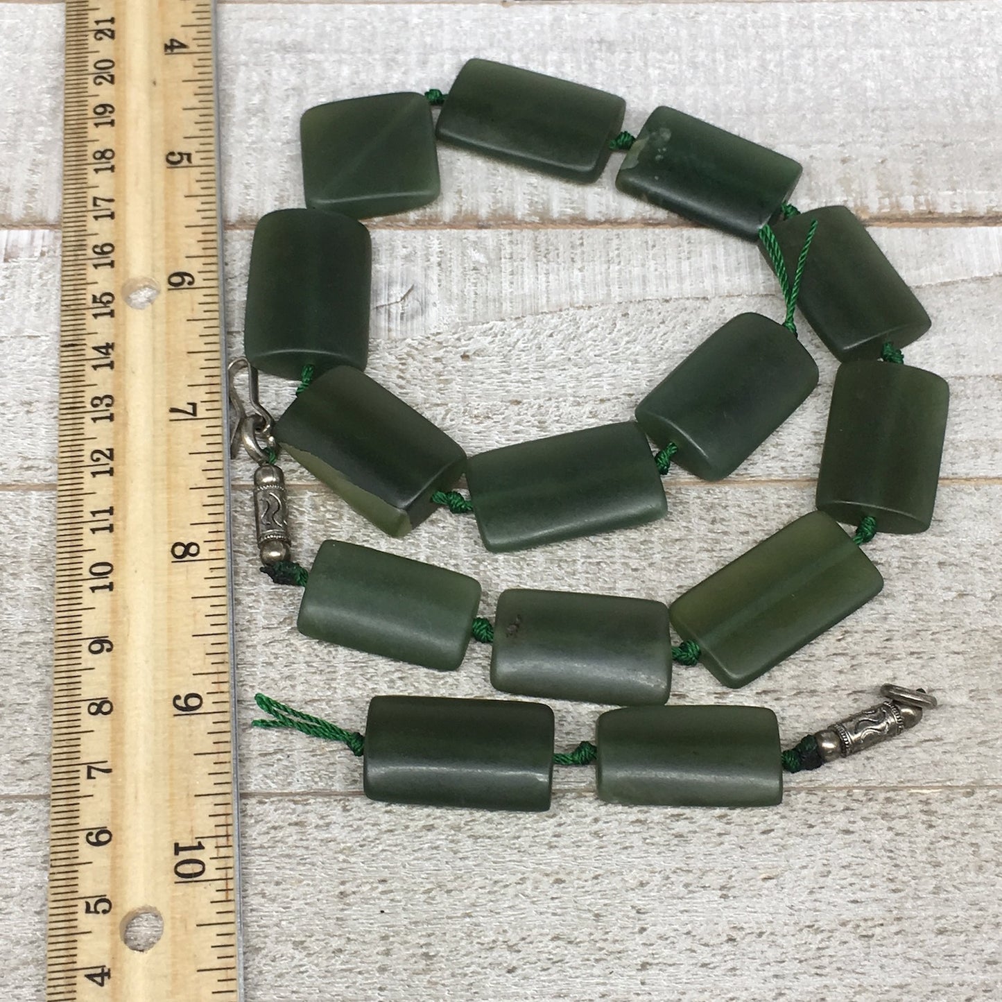 108.5g,26mm-32mm,16 Beads,Natural Serpentine Rectangle Beads Strand, 16", BN196