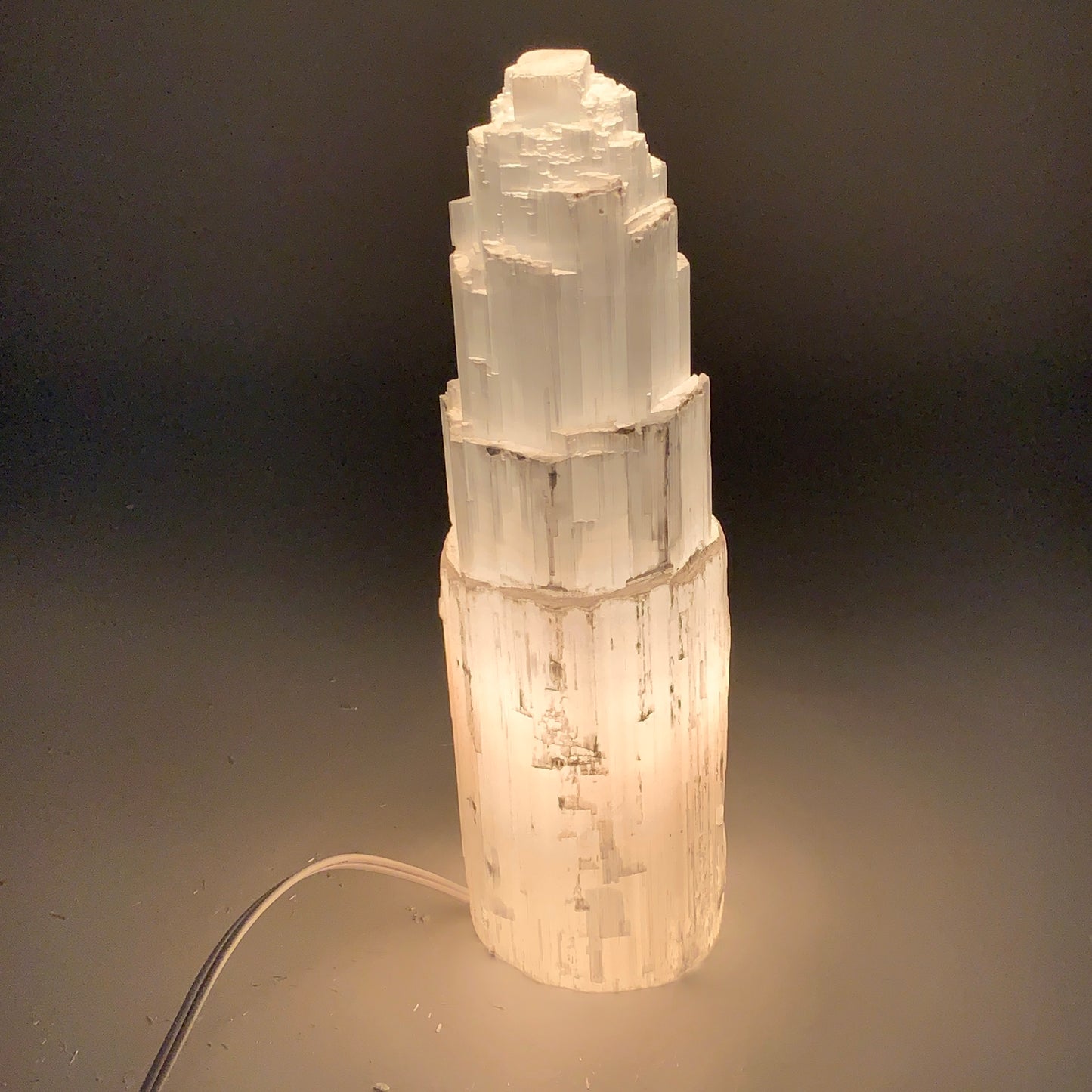 7 lb,12"x3.5" White Selenite (Satin Spar) Rough Lamp W/Chord @Morocco,B12386