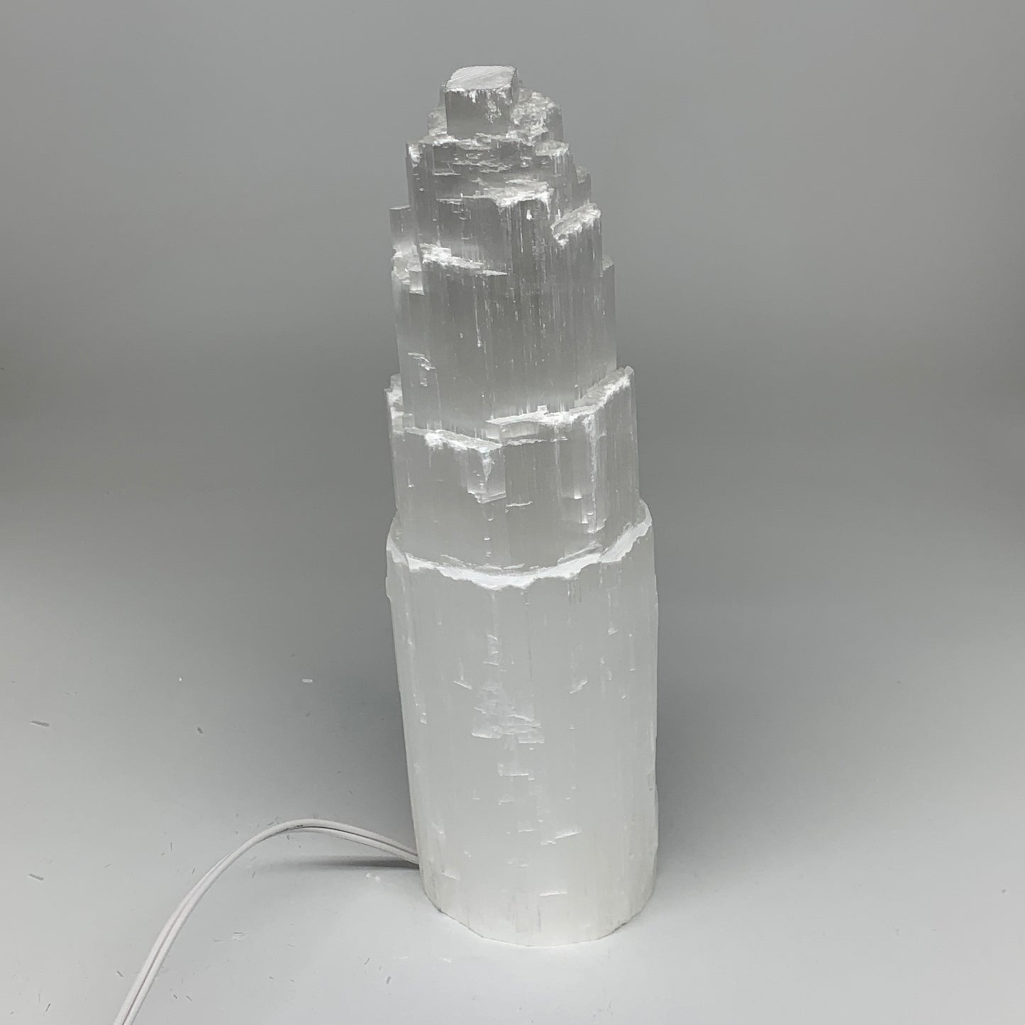 7 lb,12"x3.5" White Selenite (Satin Spar) Rough Lamp W/Chord @Morocco,B12386