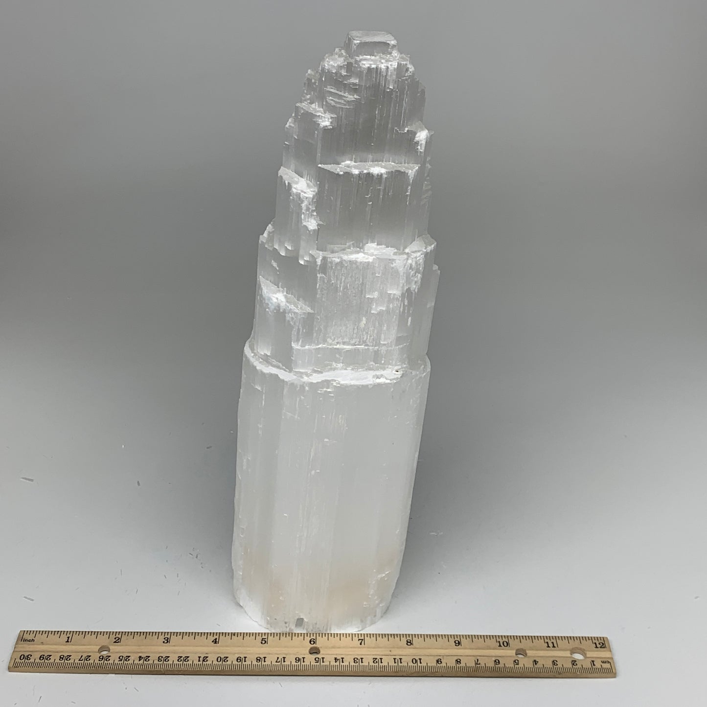 7 lb,12"x3.5" White Selenite (Satin Spar) Rough Lamp W/Chord @Morocco,B12386