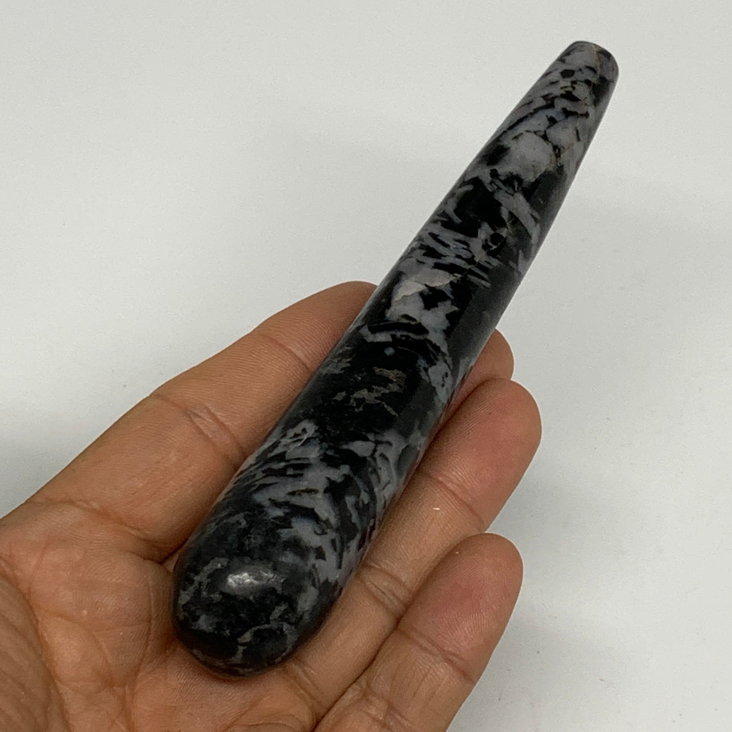 104.1g,5"x0.9" Indigo Gabro Merlinite Stick, Wand,Home Decor,Collectible,B18084