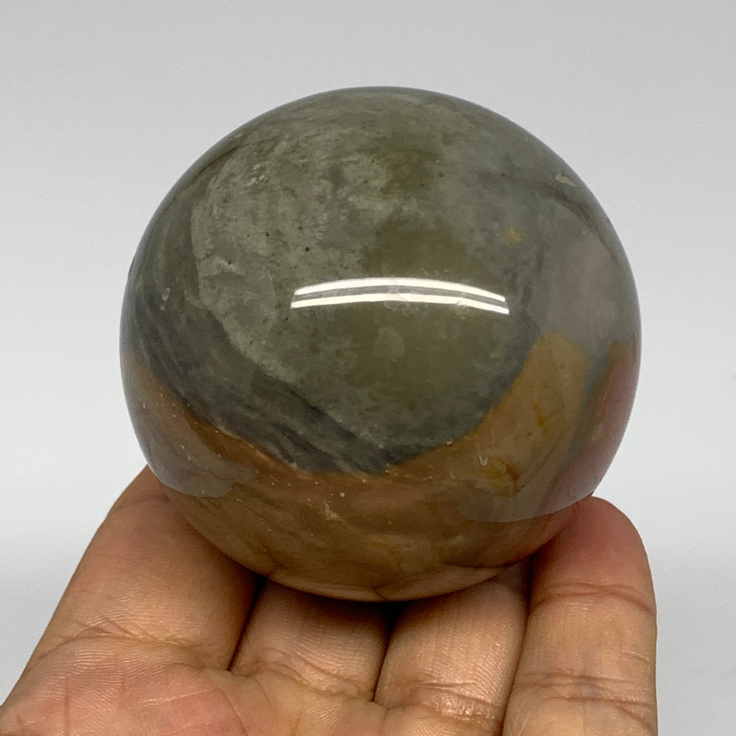 271g, 2.3" (49mm), Polychrome Jasper Sphere Ball Crystal Reiki @Madagascar, B157