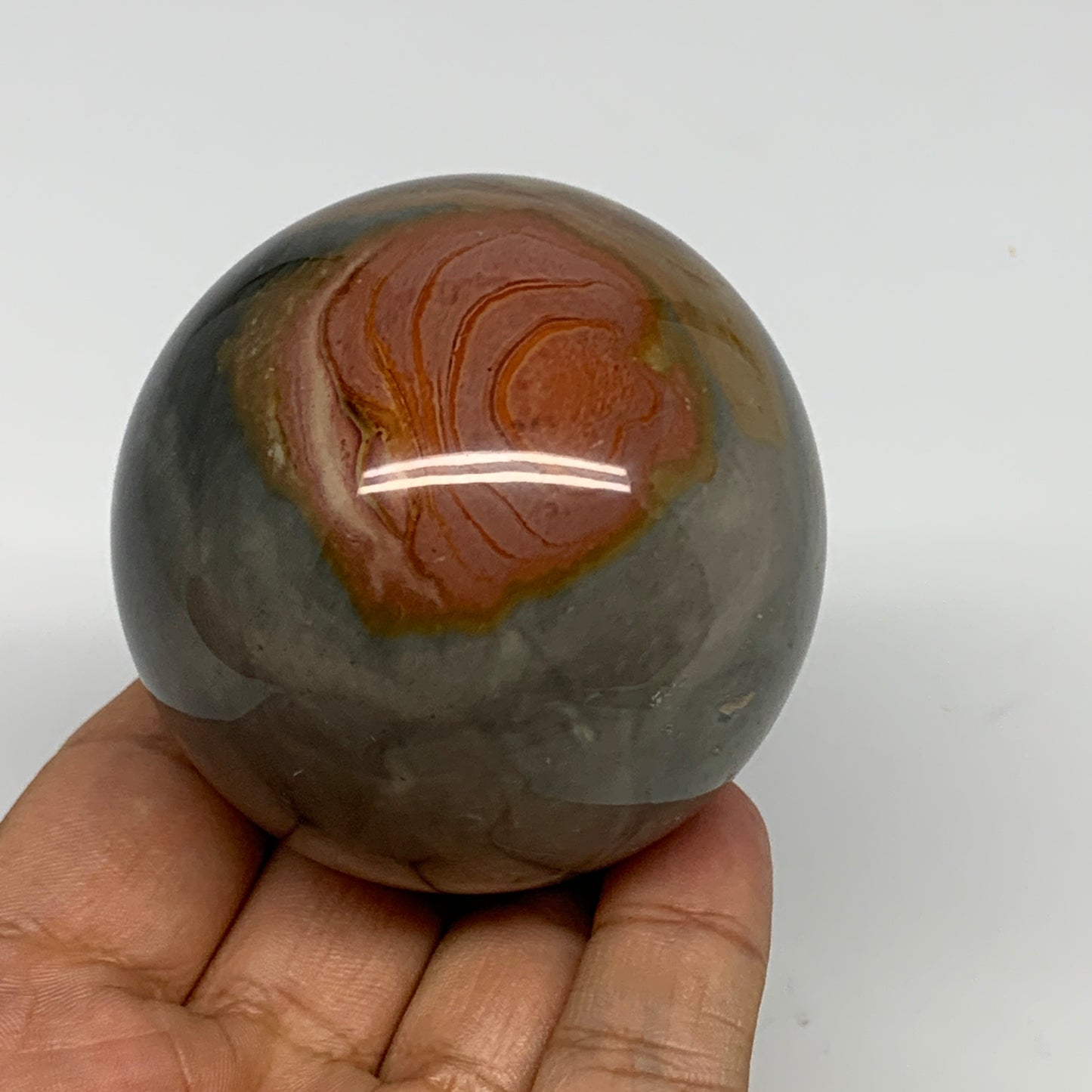 271g, 2.3" (49mm), Polychrome Jasper Sphere Ball Crystal Reiki @Madagascar, B157