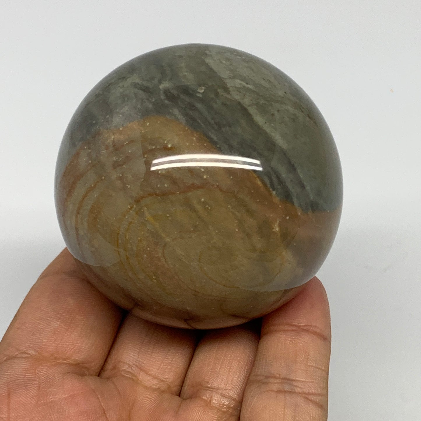 271g, 2.3" (49mm), Polychrome Jasper Sphere Ball Crystal Reiki @Madagascar, B157