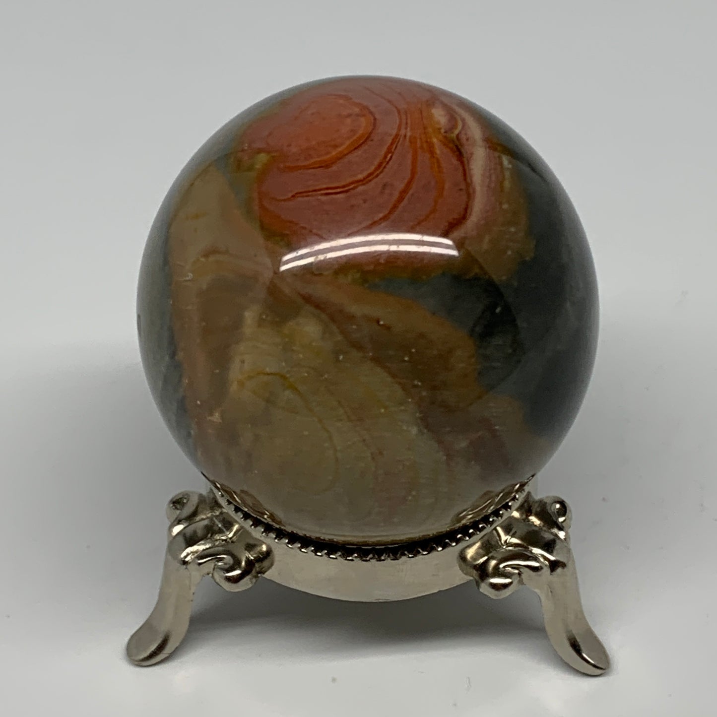 271g, 2.3" (49mm), Polychrome Jasper Sphere Ball Crystal Reiki @Madagascar, B157