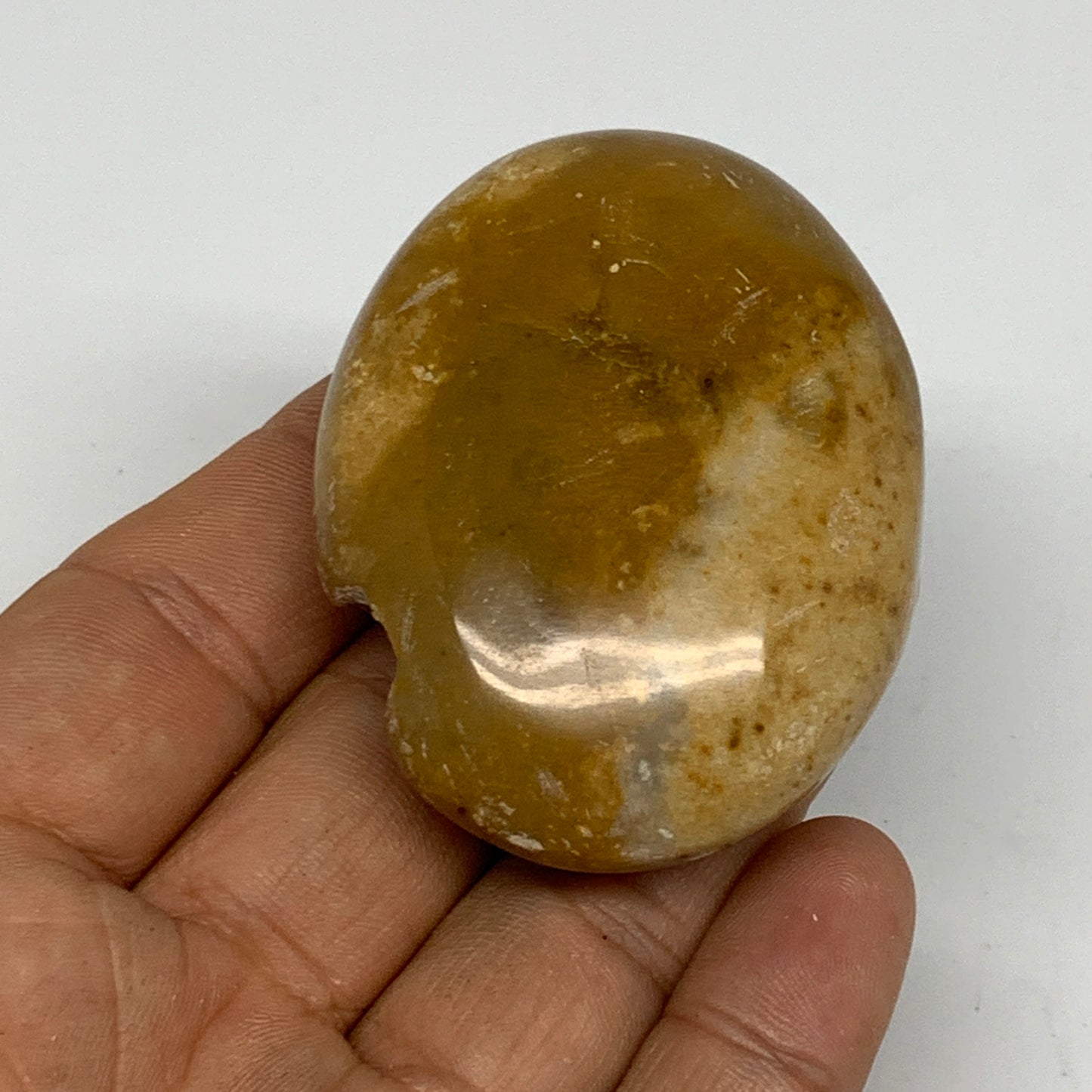 76.8g, 2.3"x1.8"x0.9", Yellow Ocean Jasper Palm-Stone @Madagascar, B18088