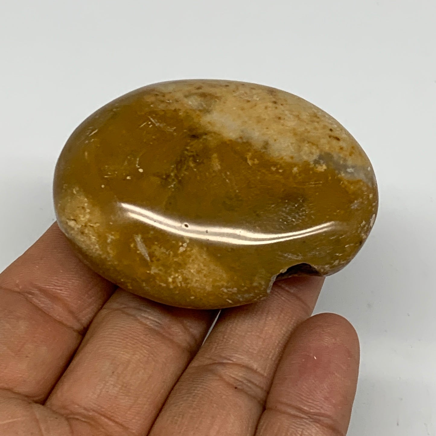 76.8g, 2.3"x1.8"x0.9", Yellow Ocean Jasper Palm-Stone @Madagascar, B18088