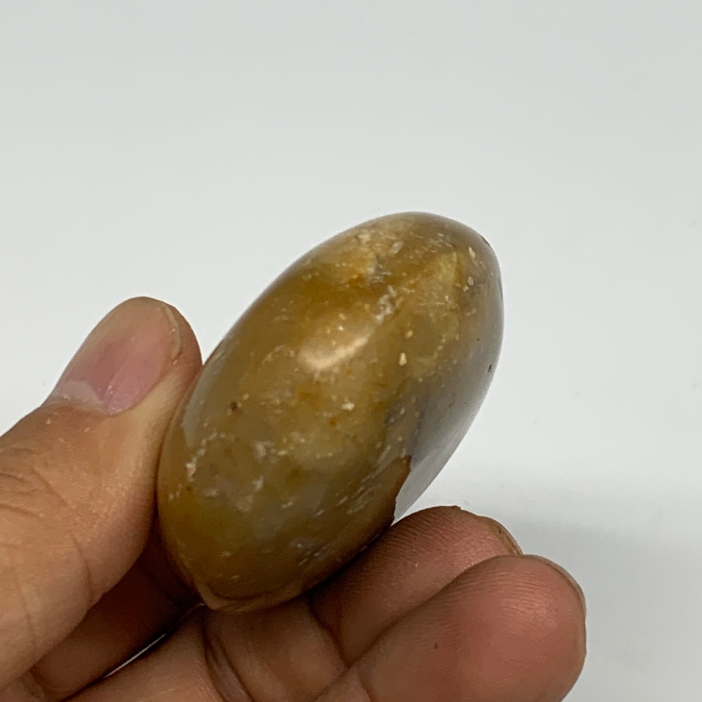 76.8g, 2.3"x1.8"x0.9", Yellow Ocean Jasper Palm-Stone @Madagascar, B18088