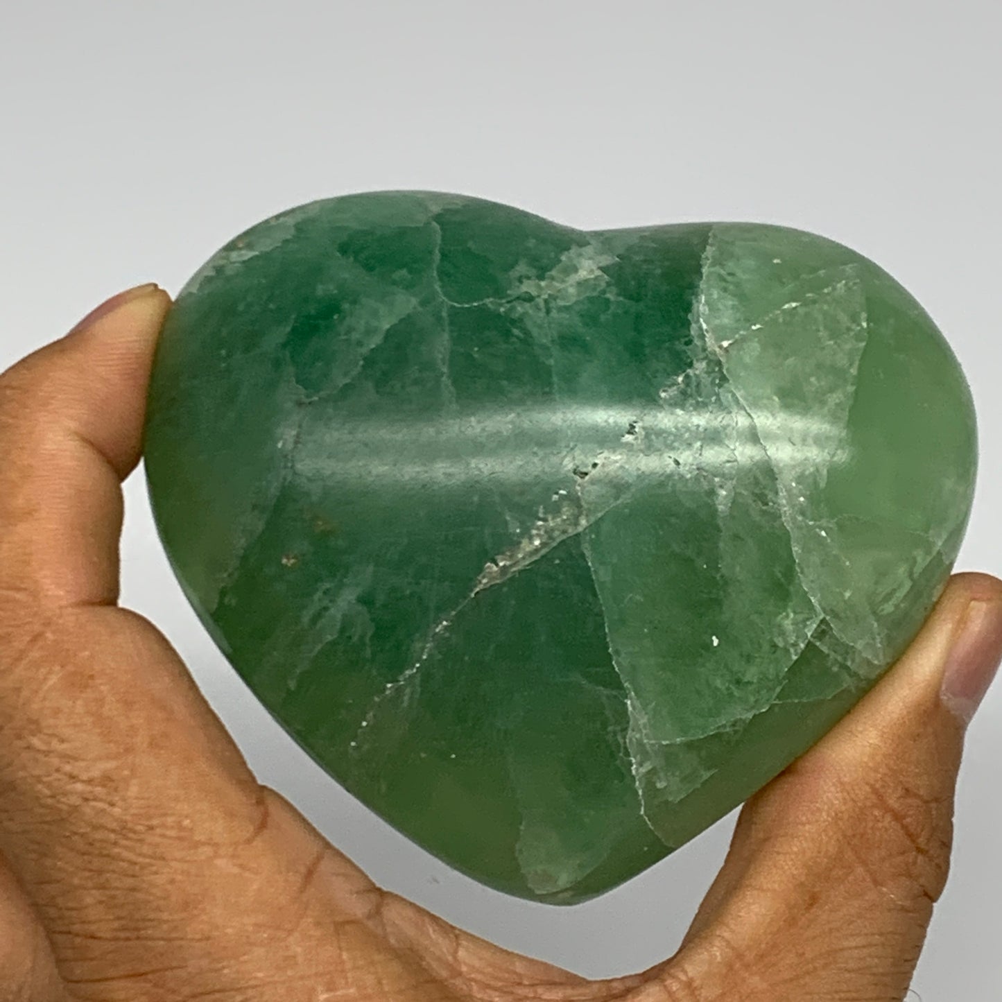 343.1g, 2.6" x 3.2" x 1.5" Fluorite Heart Healing Crystal @Madagascar, B17318