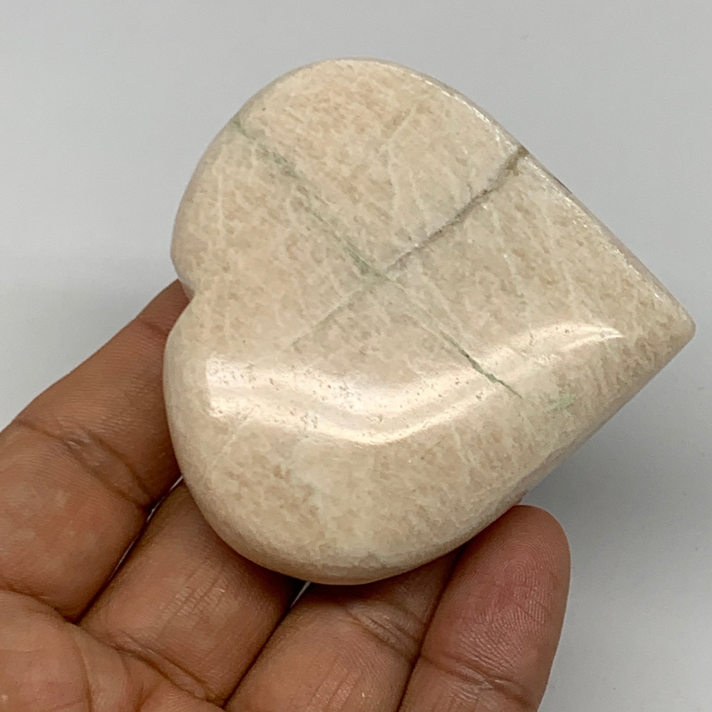 101.5g, 2.5"x2.5"x0.8", White Moonstone Heart Crystal Polished Gemstone, B22115
