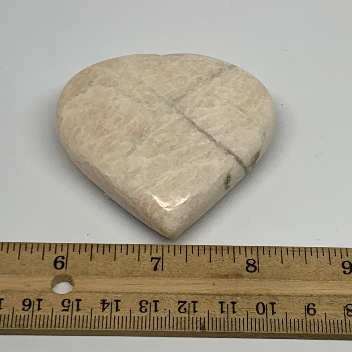 101.5g, 2.5"x2.5"x0.8", White Moonstone Heart Crystal Polished Gemstone, B22115