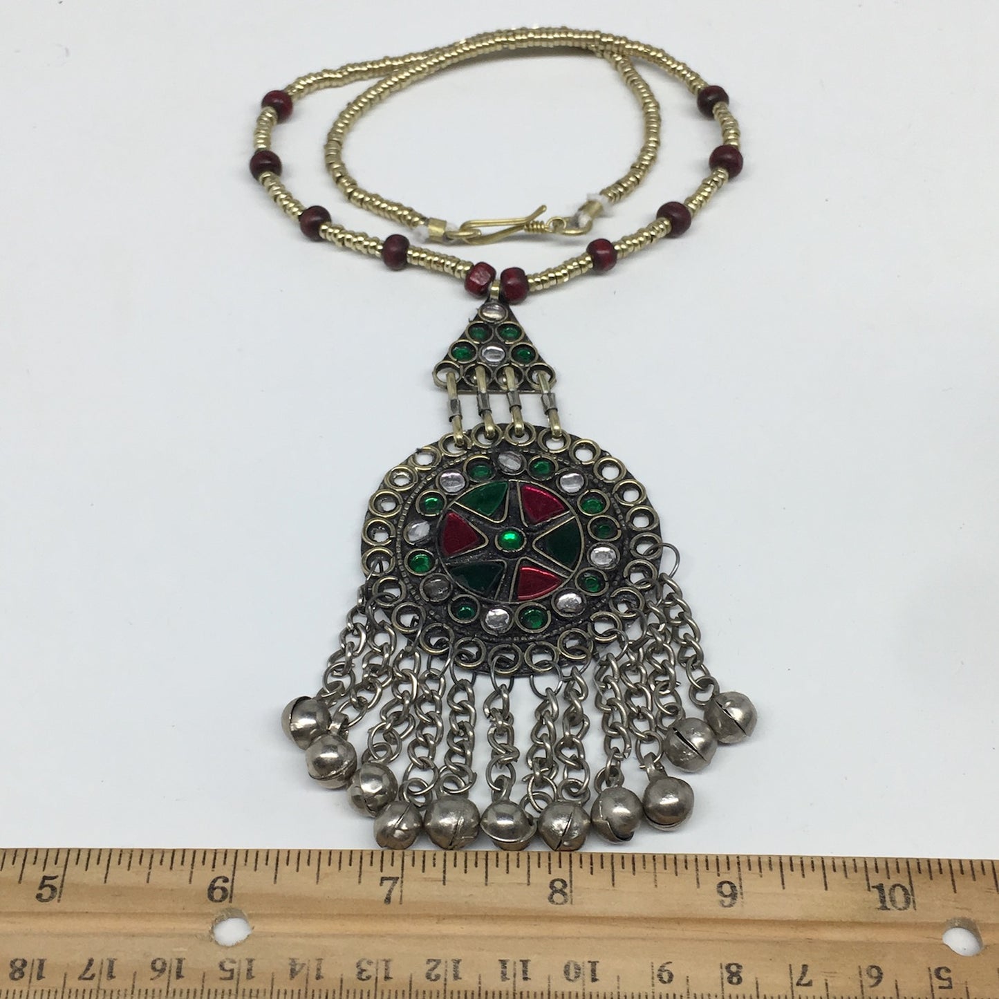 Kuchi Necklace Afghan Tribal Fashion Colorful Glass ATS Necktie Necklace, KN409