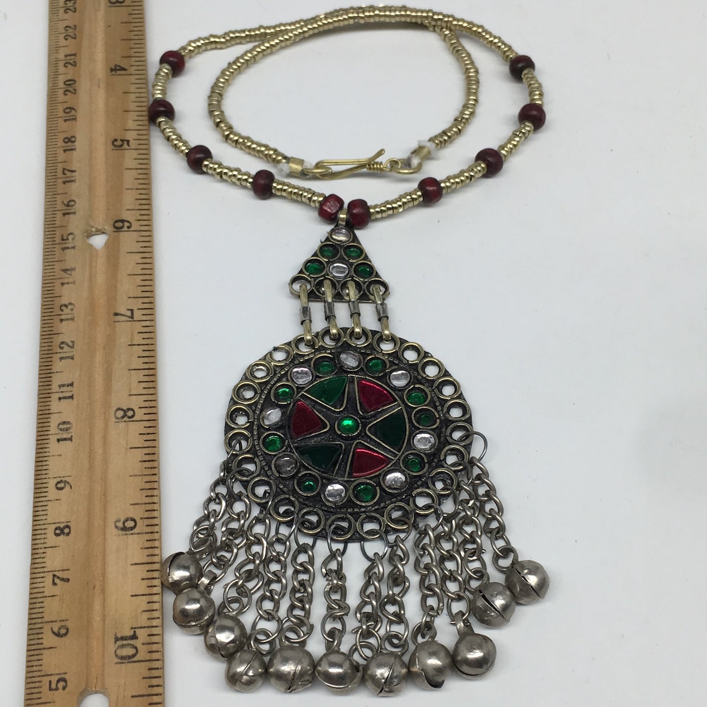 Kuchi Necklace Afghan Tribal Fashion Colorful Glass ATS Necktie Necklace, KN409