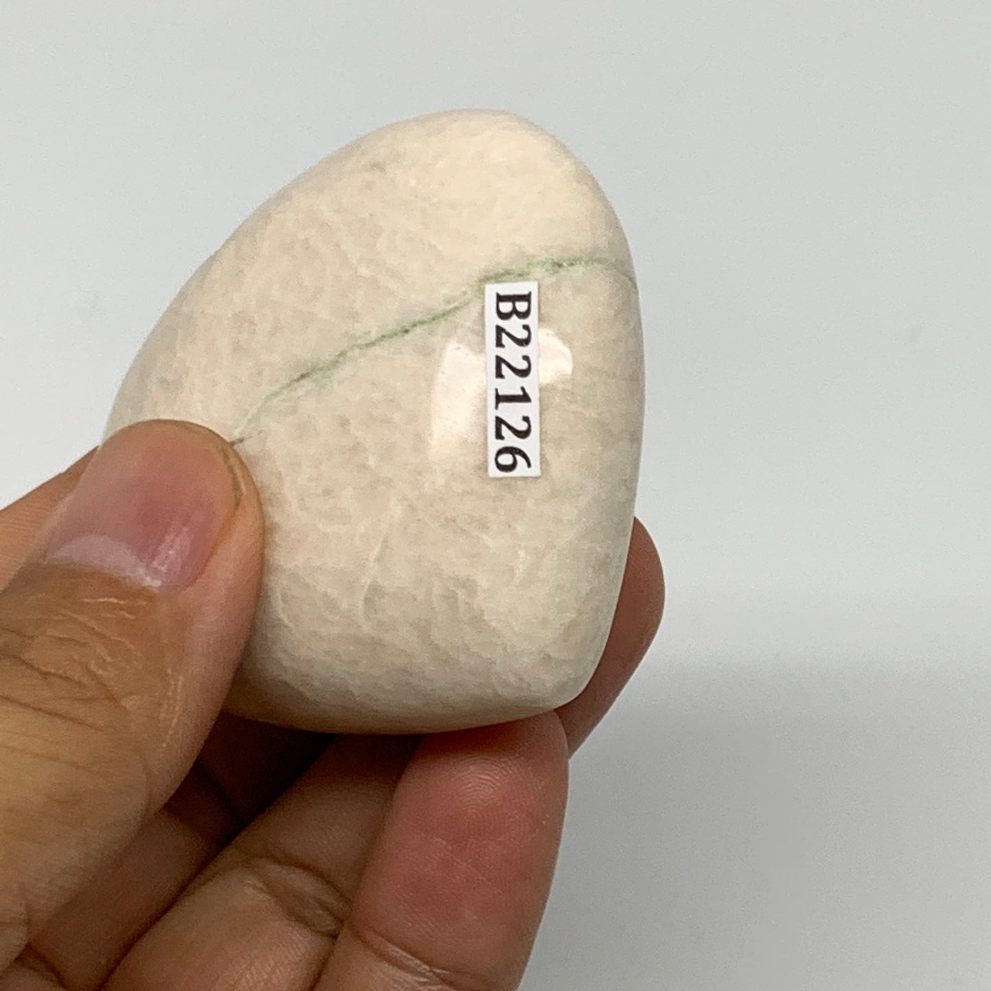 83.25g, 2"x2.1"x0.9", White Moonstone Heart Crystal Polished Gemstone, B22126