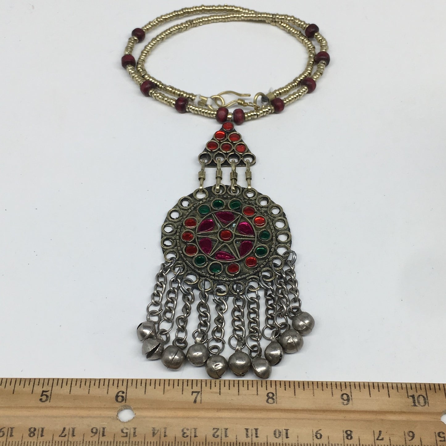 Kuchi Necklace Afghan Tribal Fashion Colorful Glass ATS Necktie Necklace, KN416