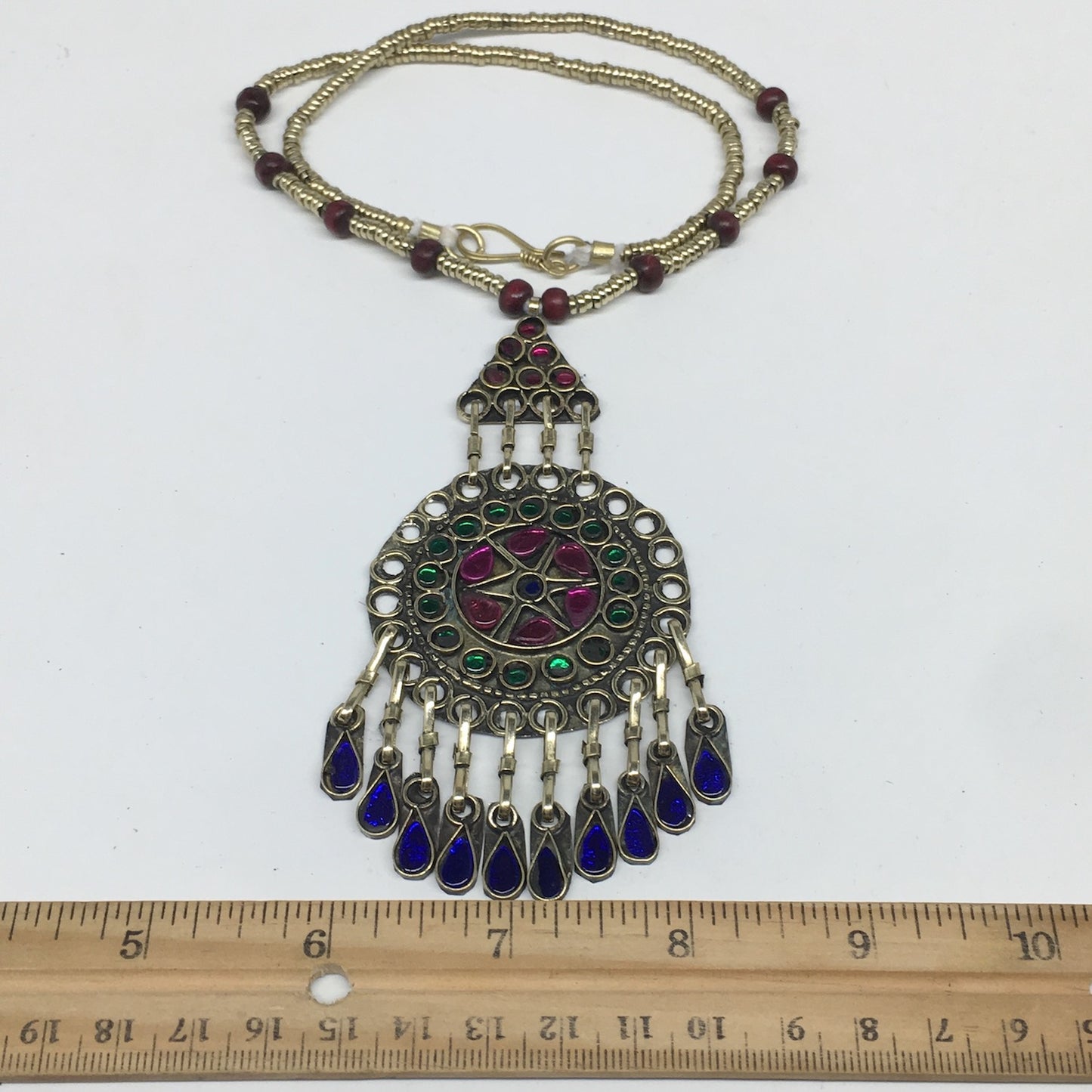 Kuchi Necklace Afghan Tribal Fashion Colorful Glass ATS Necktie Necklace, KN418