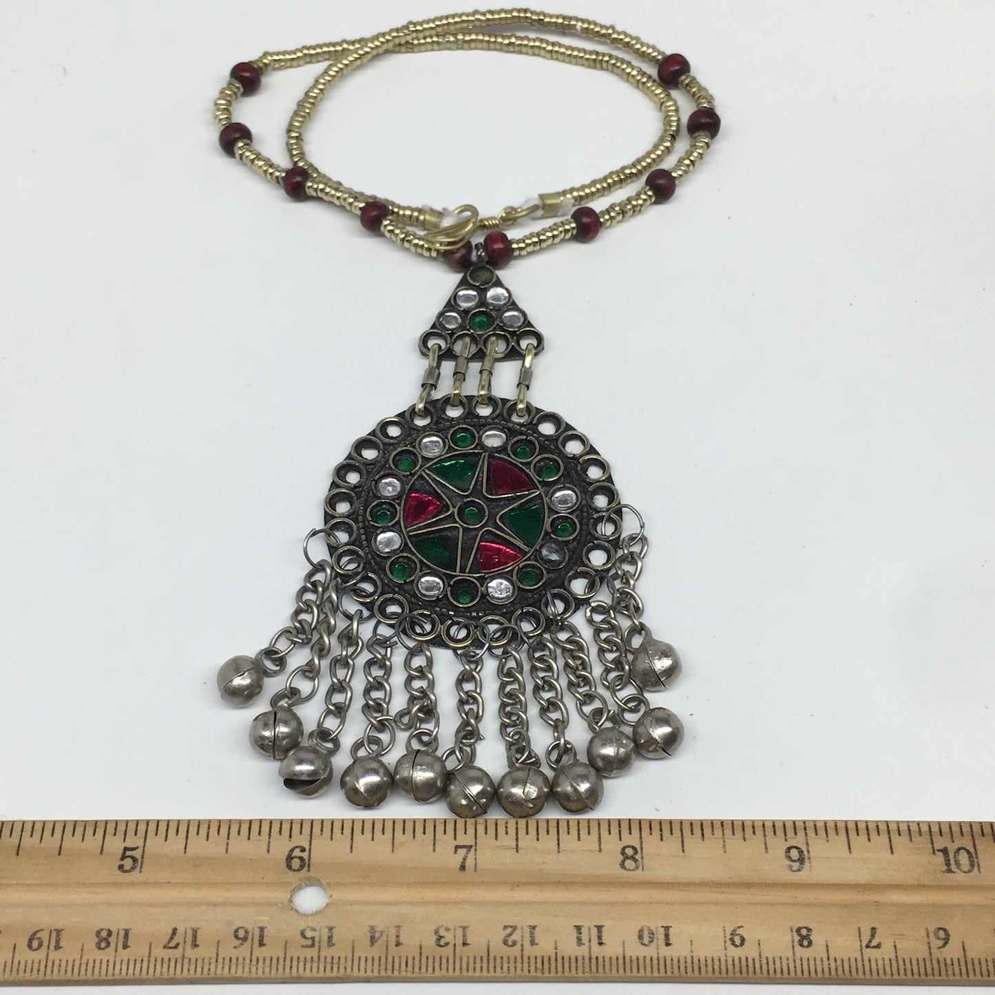 Kuchi Necklace Afghan Tribal Fashion Colorful Glass ATS Necktie Necklace, KN426